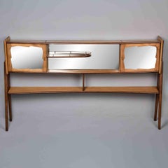 Mid-Century Italian Bar Cabinet with Mirrored Sliding Doors