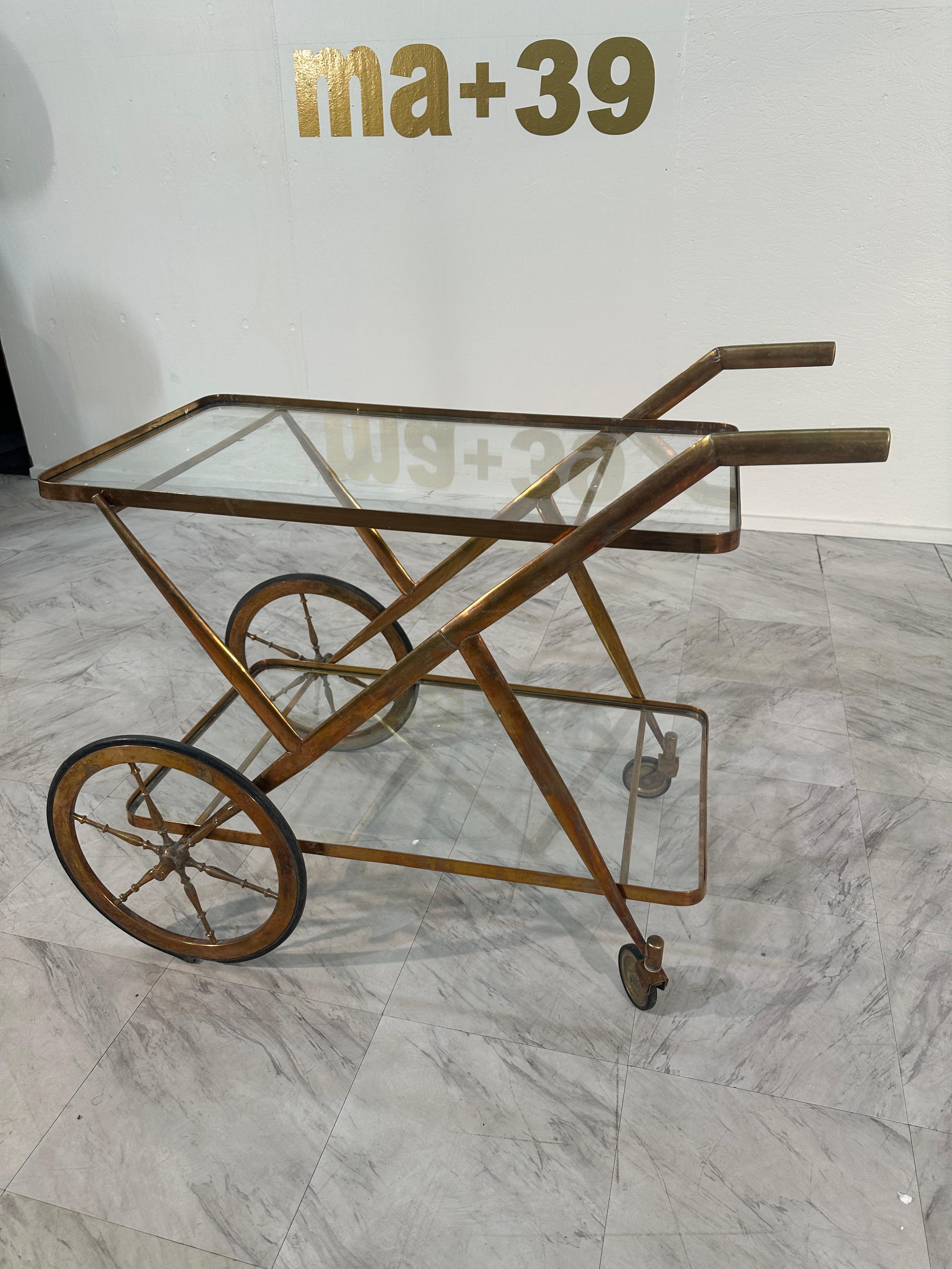 Mid-Century Modern Mid Century Italian Bar Cart by Cesare Lacca 1970 For Sale
