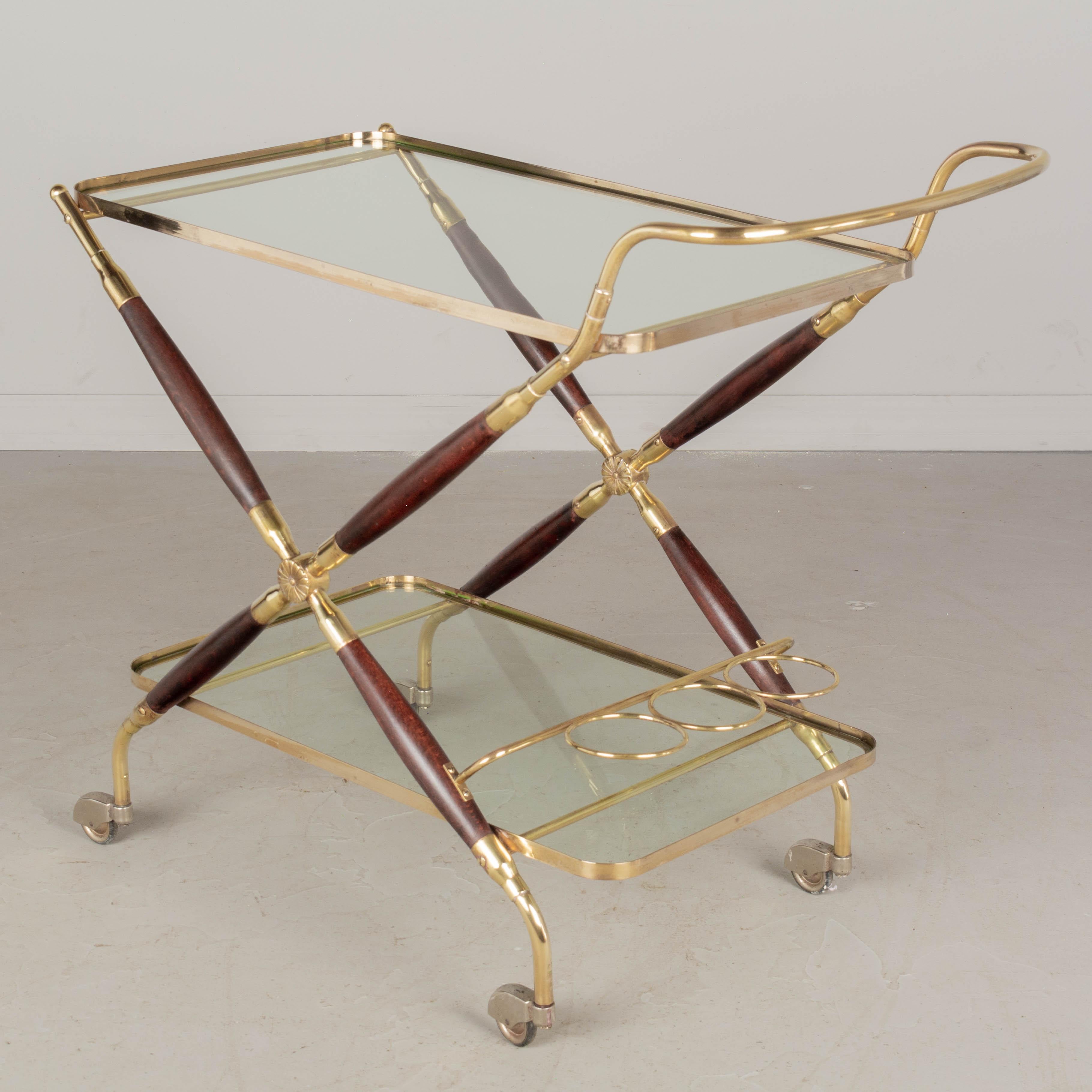 Mid Century Italian Bar Cart by Cesare Lacca In Good Condition For Sale In Winter Park, FL