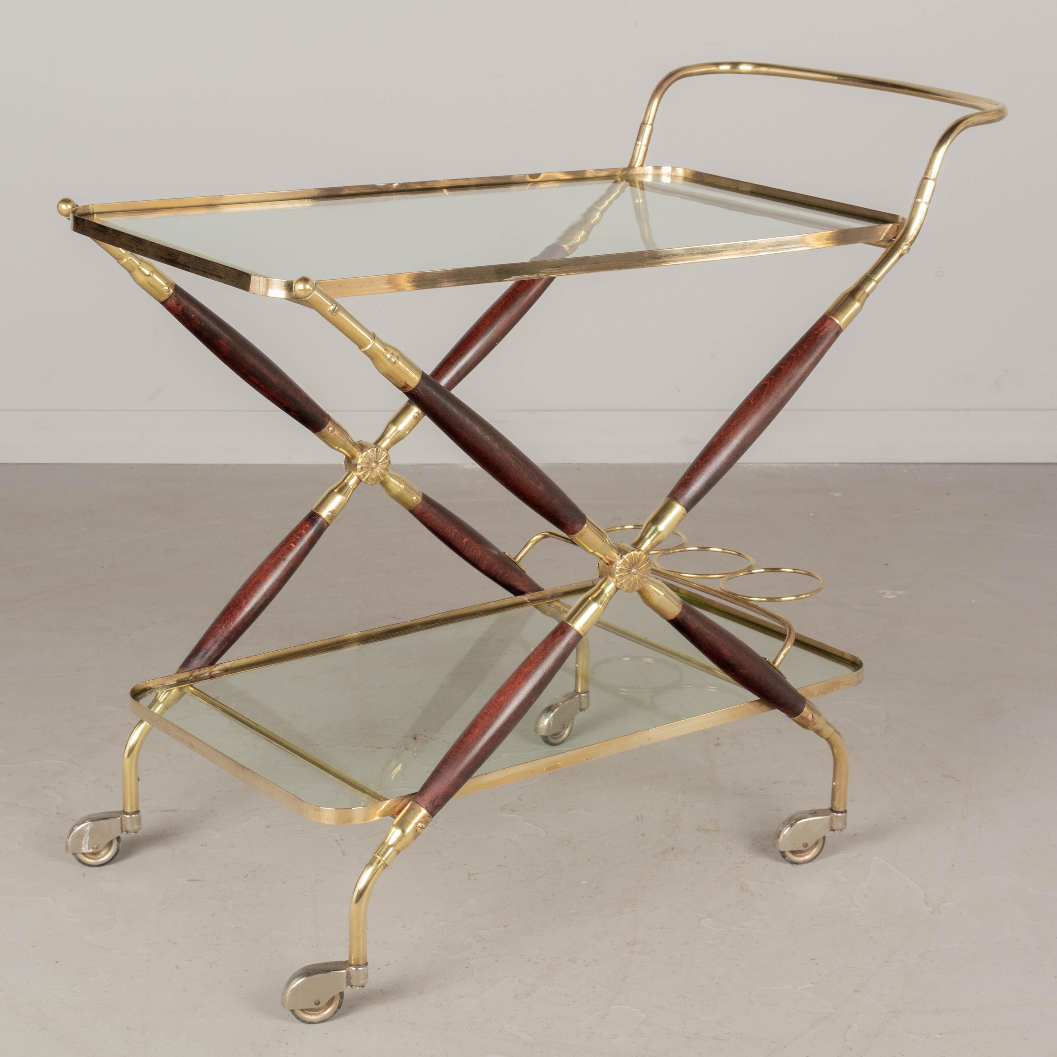 20th Century Mid Century Italian Bar Cart by Cesare Lacca For Sale