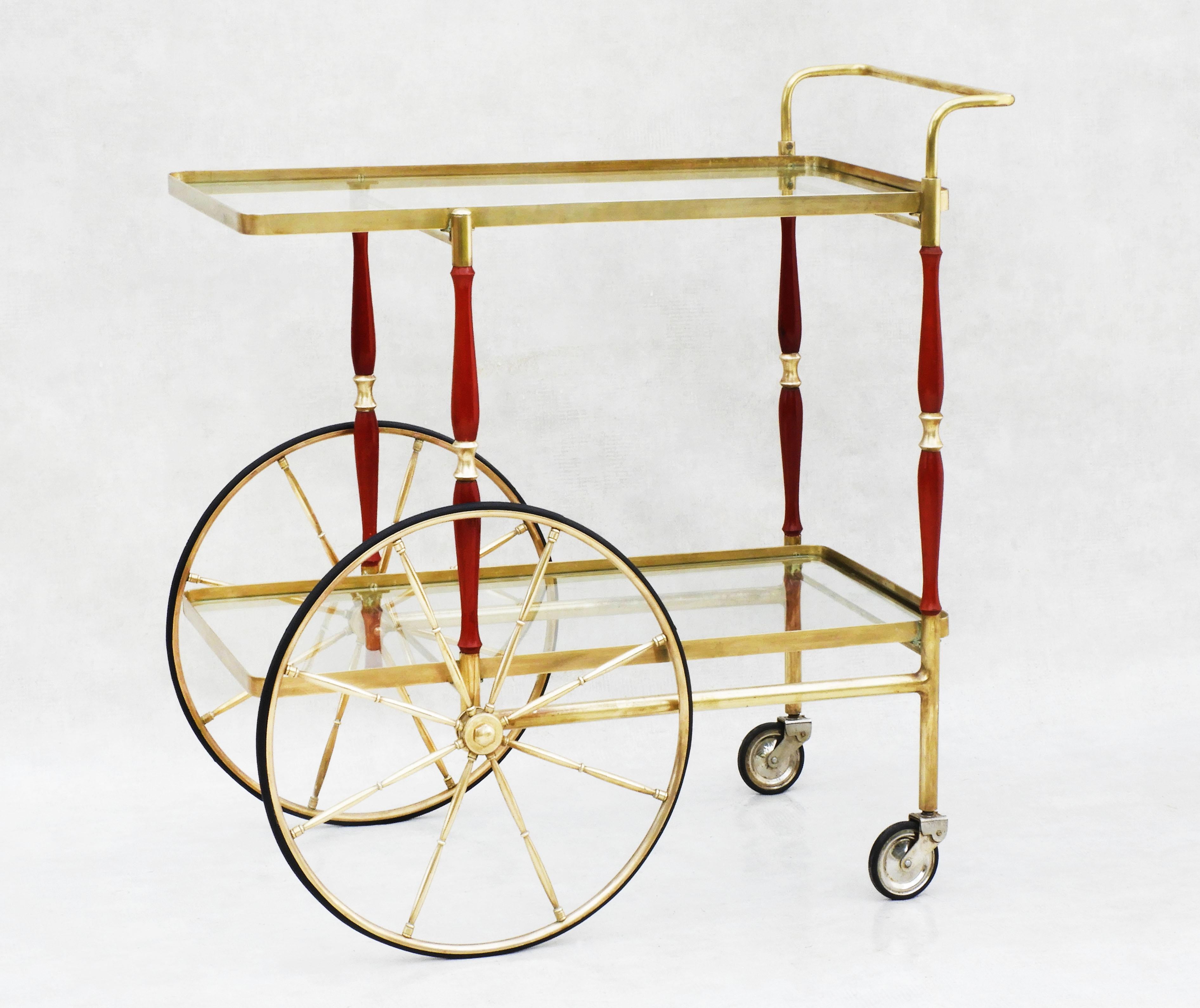 vintage bar cart with big wheels