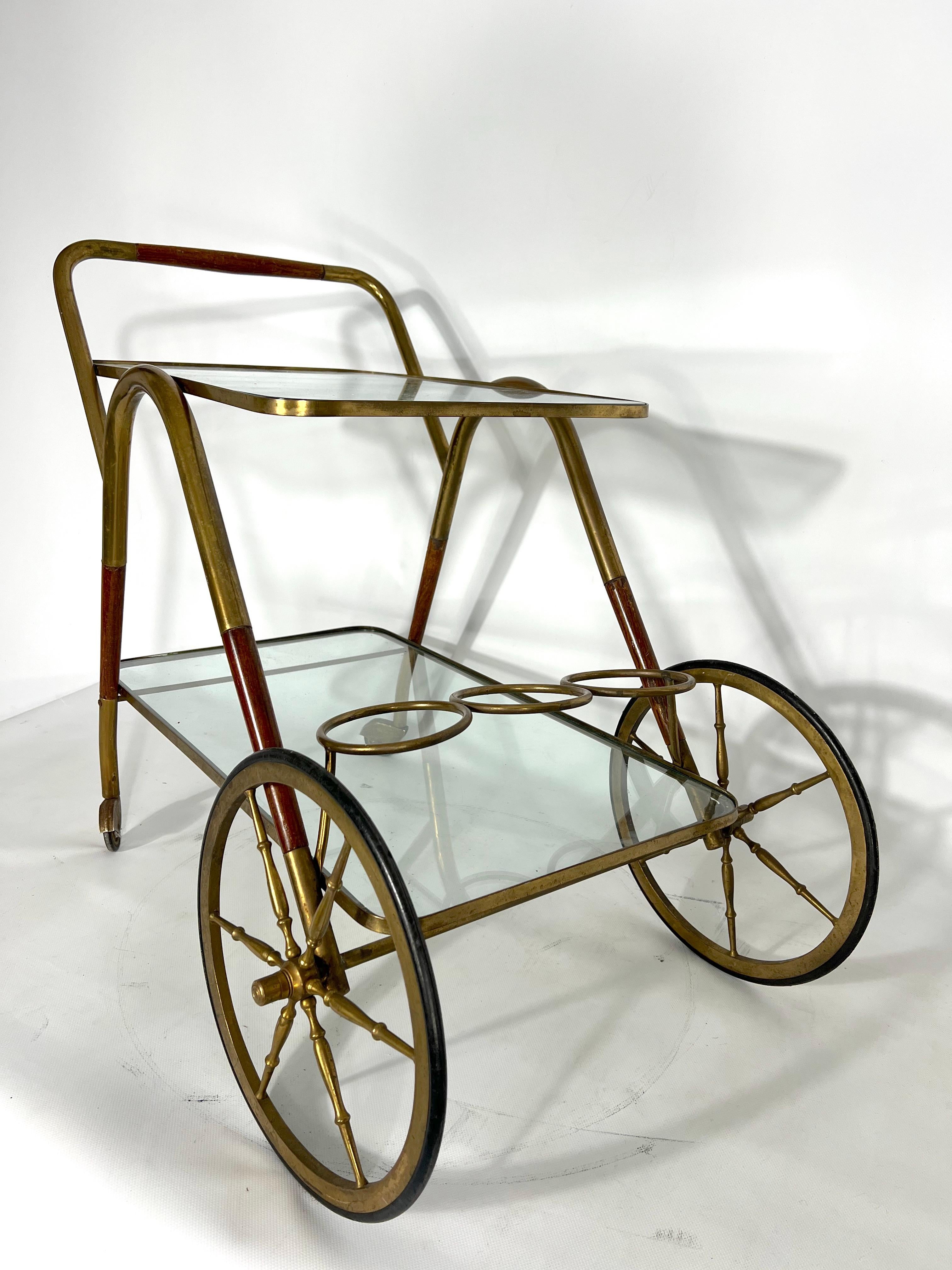 Mid-Century Italian Bar Cart from Cesare Lacca, 1950s In Good Condition In Catania, CT