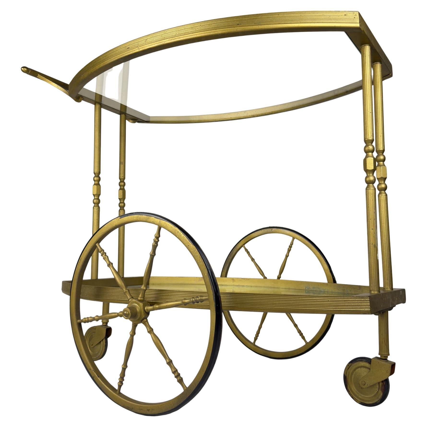 Mid-Century Italian Bar Cart, Metal Trolley, Vintage Design, 1950s For Sale
