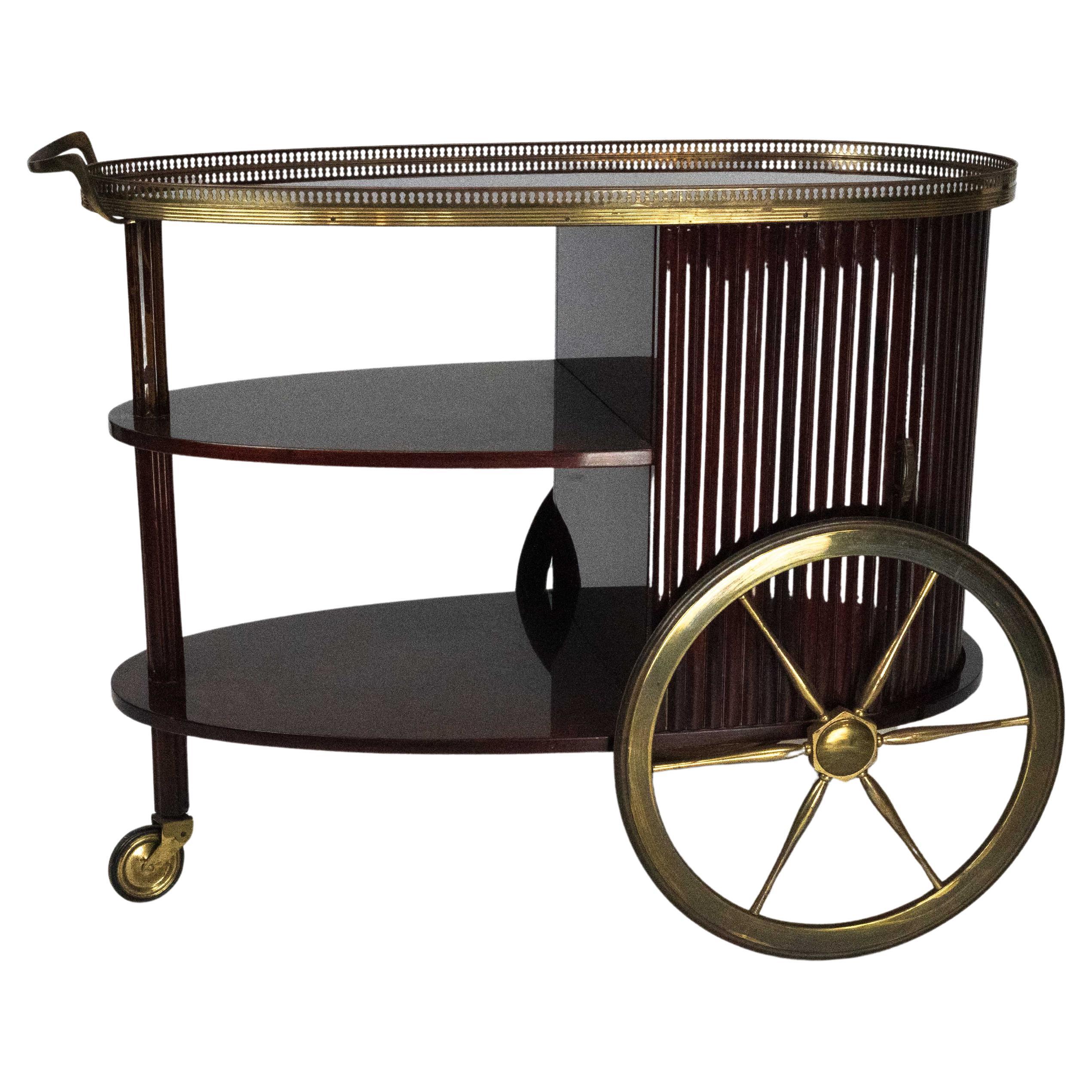 Mid-Century Italian Bar Cart with Shutter, 1950s