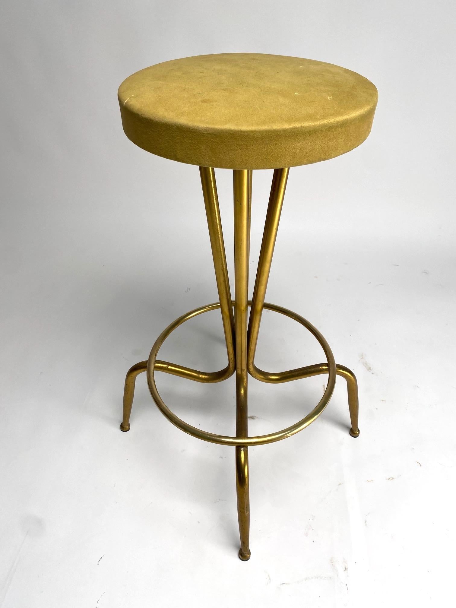 Mid-20th Century Mid-Century Italian Bar Stools, Brass, 1950s For Sale