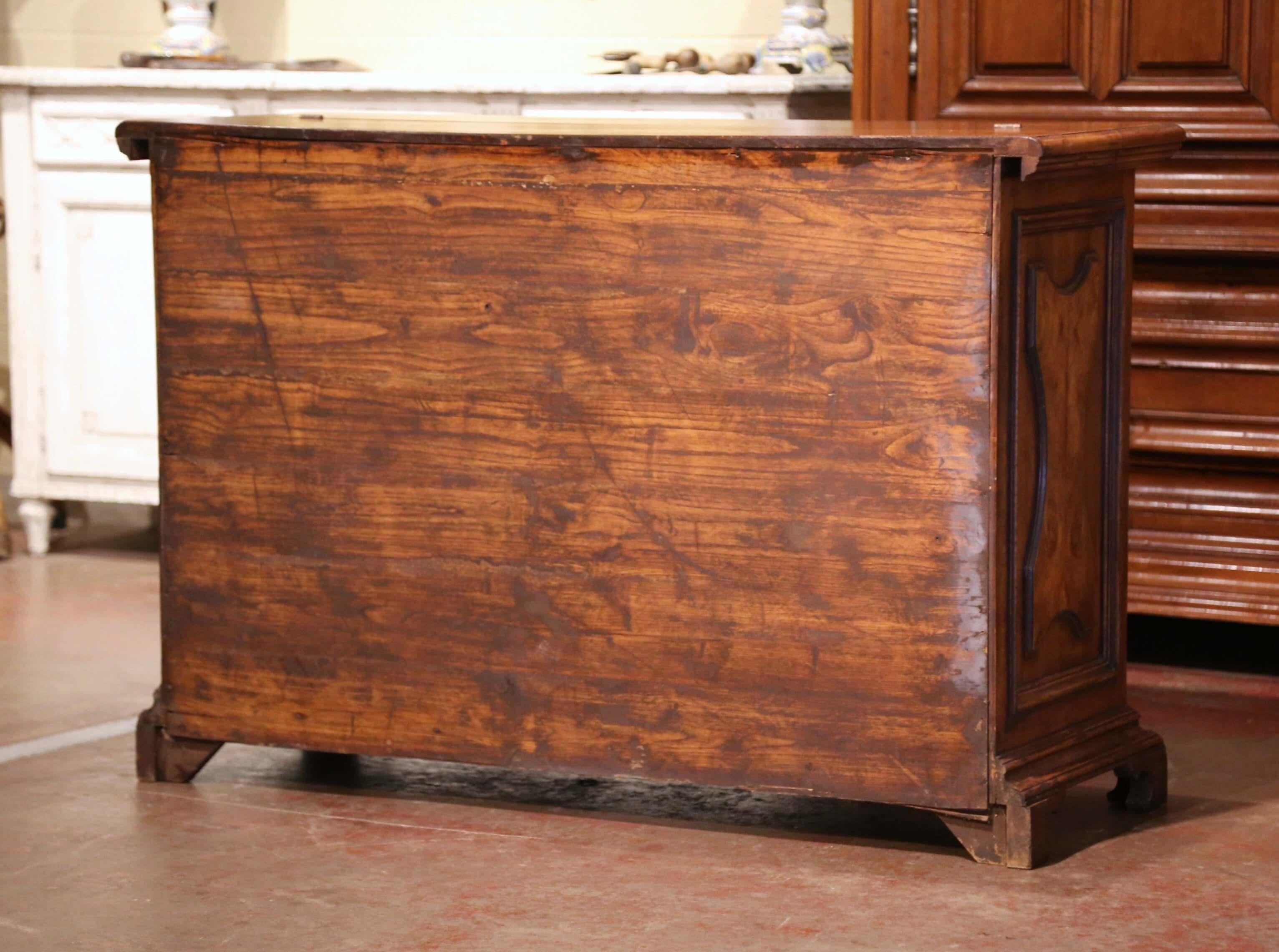 Mid-Century Italian Baroque Carved Walnut Secretary Chest of Drawers For Sale 7