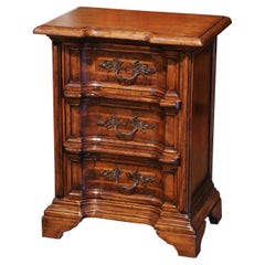 Mid-Century Italian Baroque Walnut Three-Drawer Bedside Table