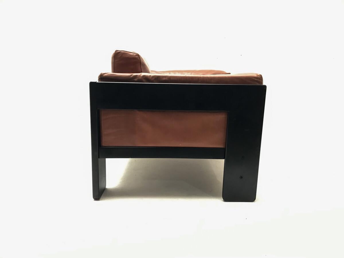Mid-Century, Italian Bastiano leather Armchair, by Tobia Scarpa, for Knoll 1960' In Good Condition In Brussels , BE
