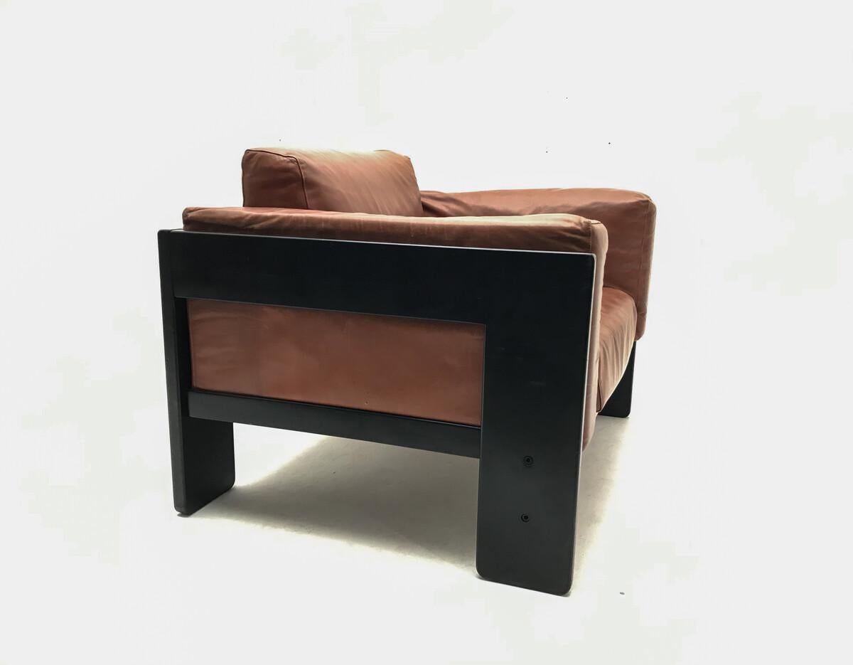 Mid-20th Century Mid-Century, Italian Bastiano leather Armchair, by Tobia Scarpa, for Knoll 1960'