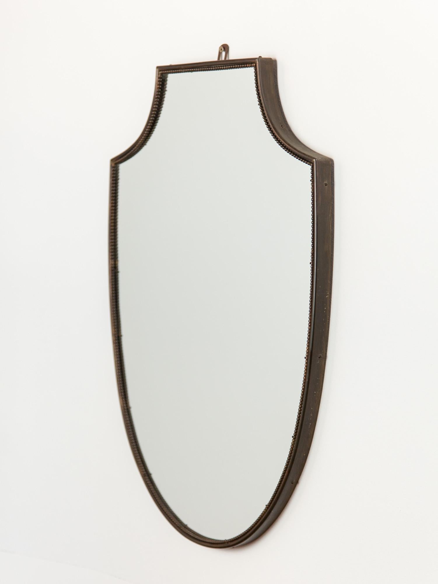 Mid-Century Modern Mid-Century Italian Beaded Brass Mirror, 1960s  For Sale