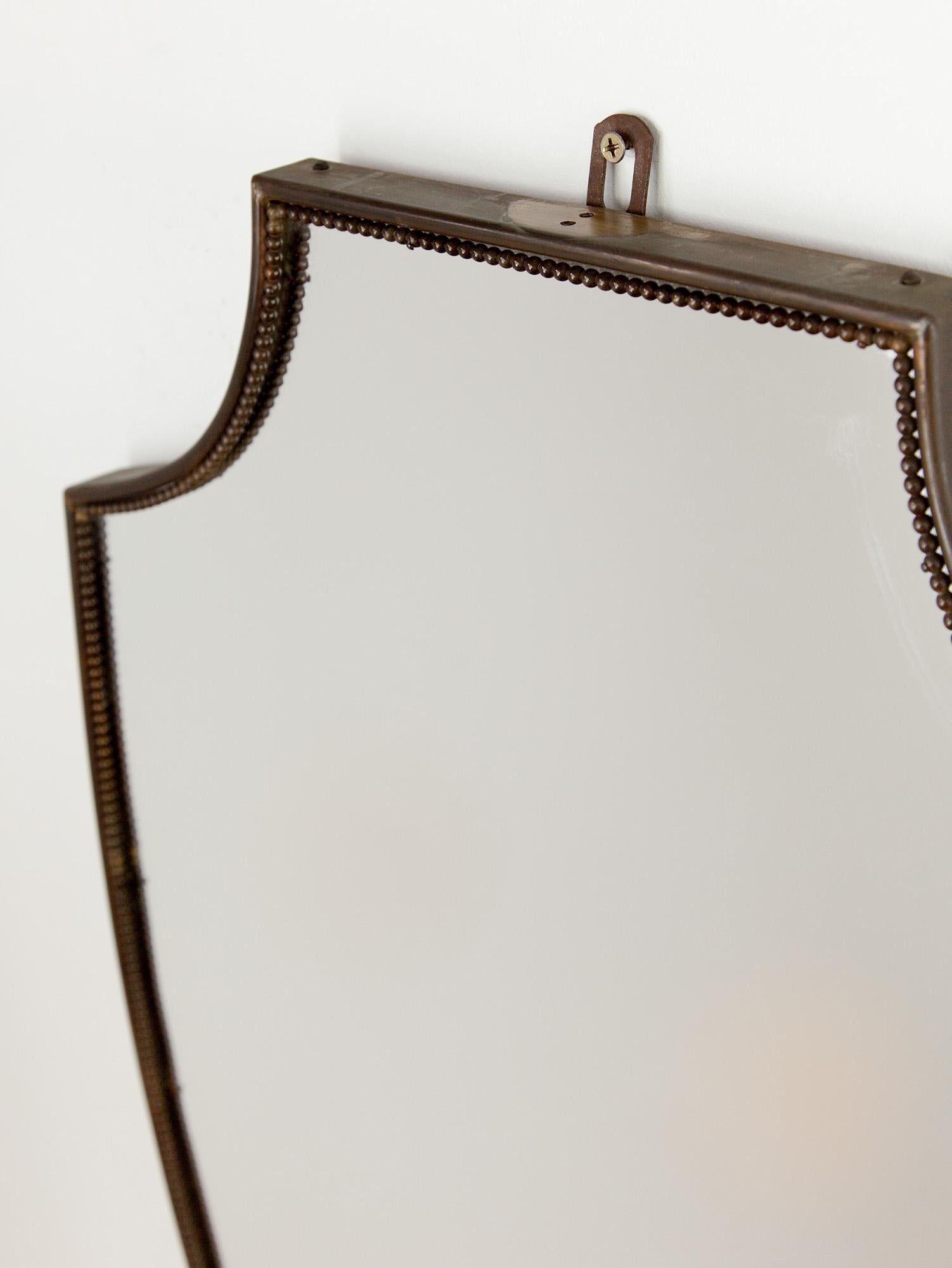 20th Century Mid-Century Italian Beaded Brass Mirror, 1960s  For Sale
