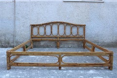 Midcentury Italian Bed in Hand-Woven Solid Bamboo 1950s Made in Italy Canes