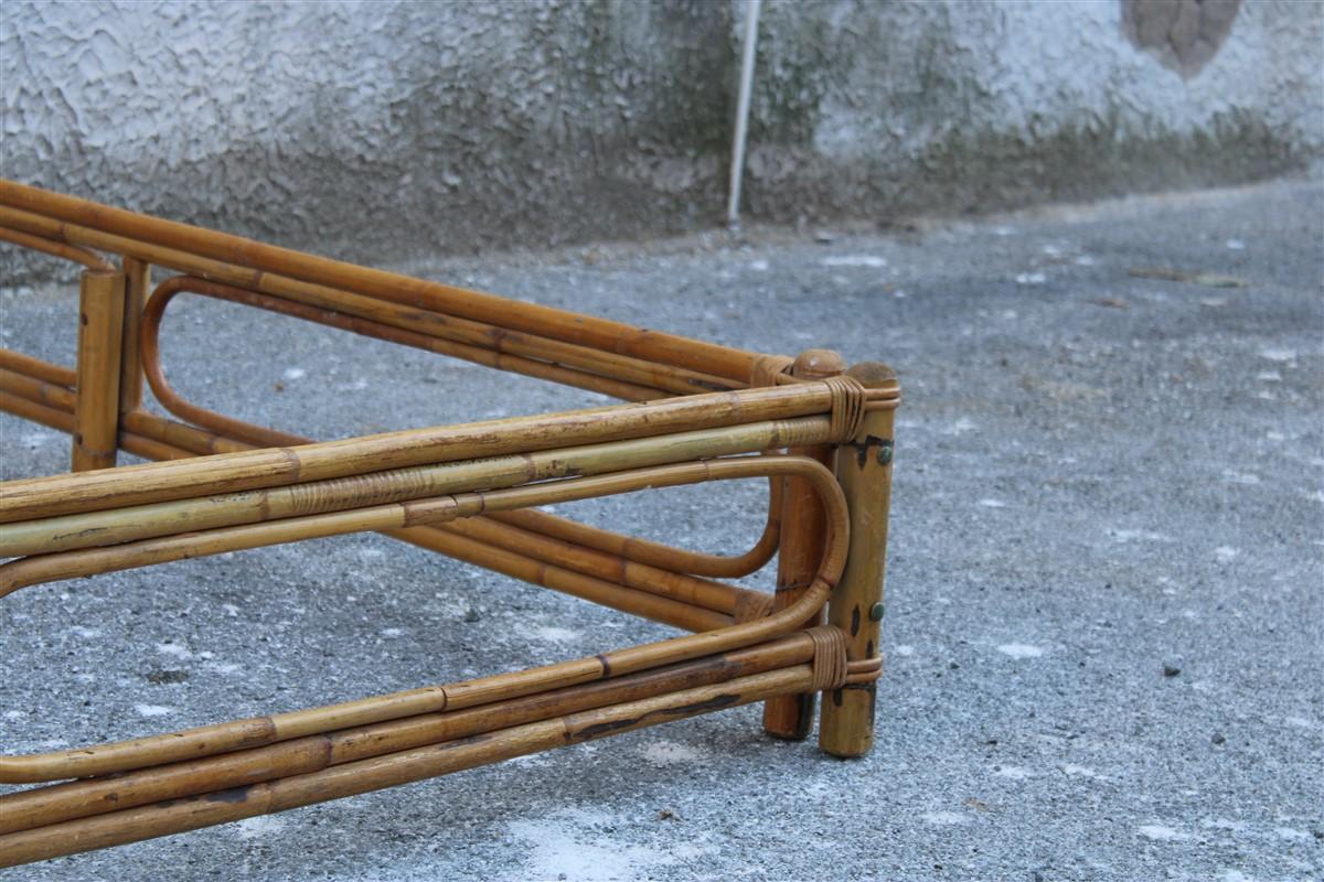 Mid-20th Century Midcentury Italian Bed in Hand-Woven Solid Bamboo 1950s Made in Italy Canes