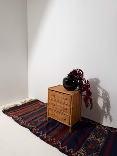 Mid-Century Italian Bedside Chest in Woven Cane, Rattan and Bamboo, 60s