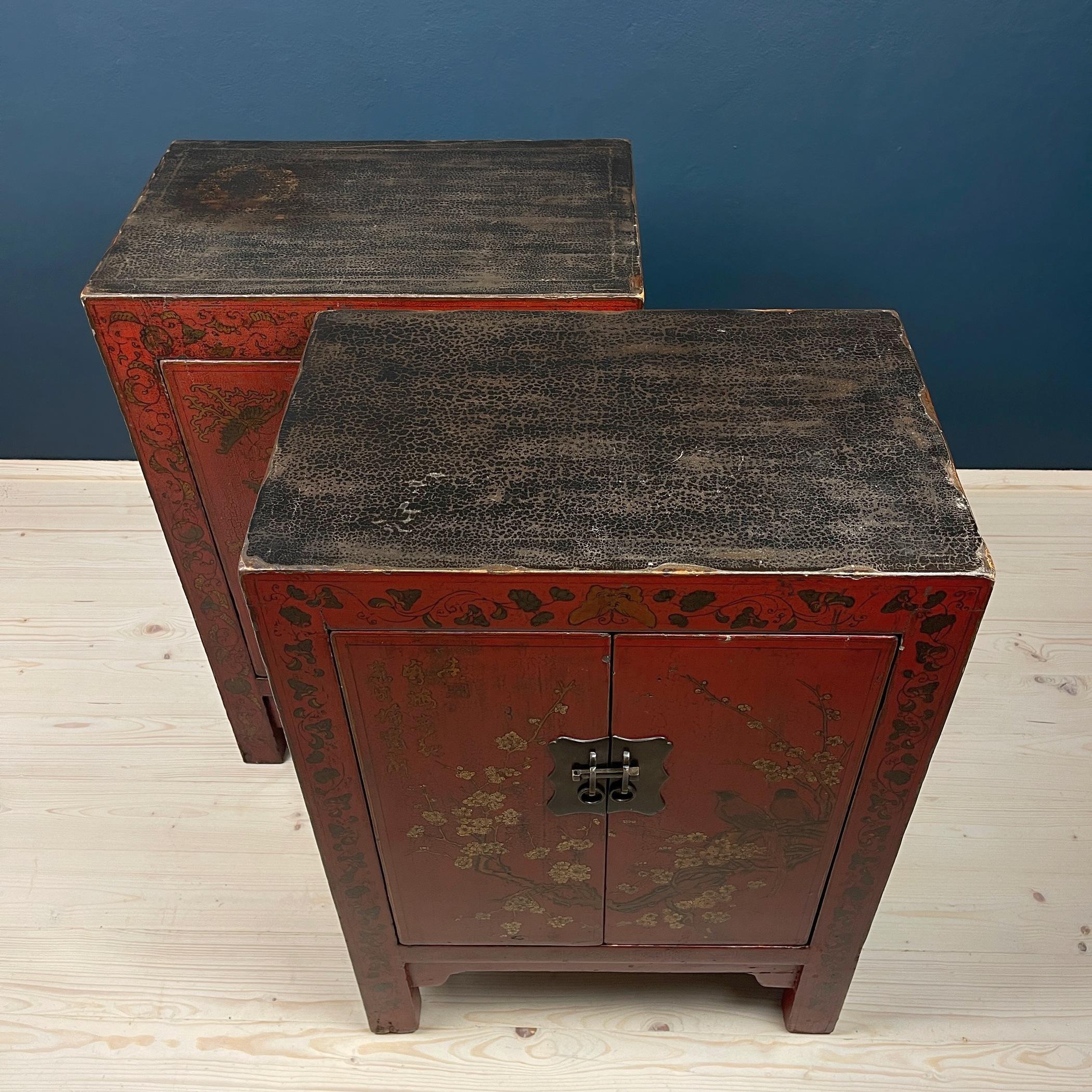 Mid-Century Italian Bedside Tables style Chinoiserie 1950s Set of 2 6