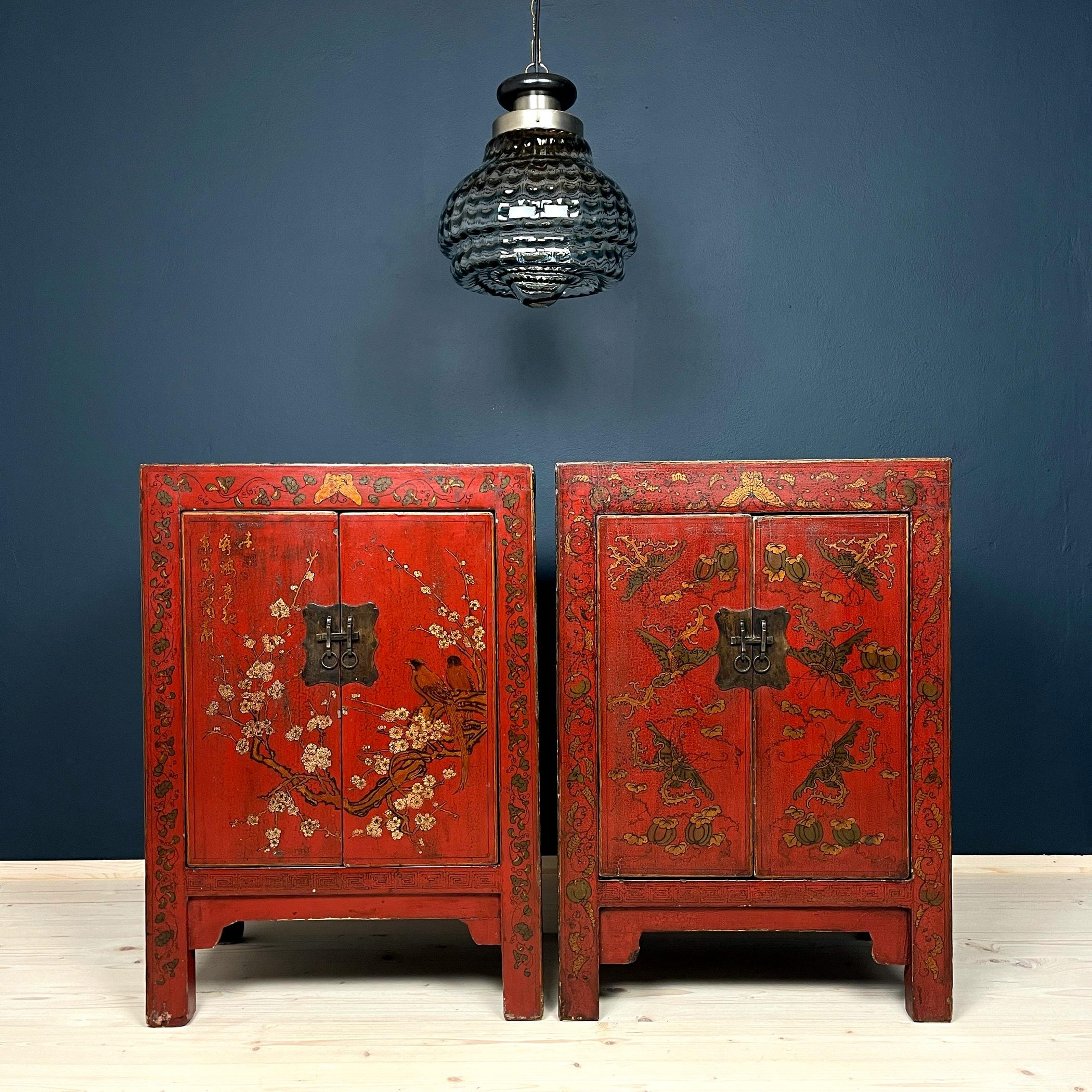 Mid-Century Italian Bedside Tables style Chinoiserie 1950s Set of 2 8