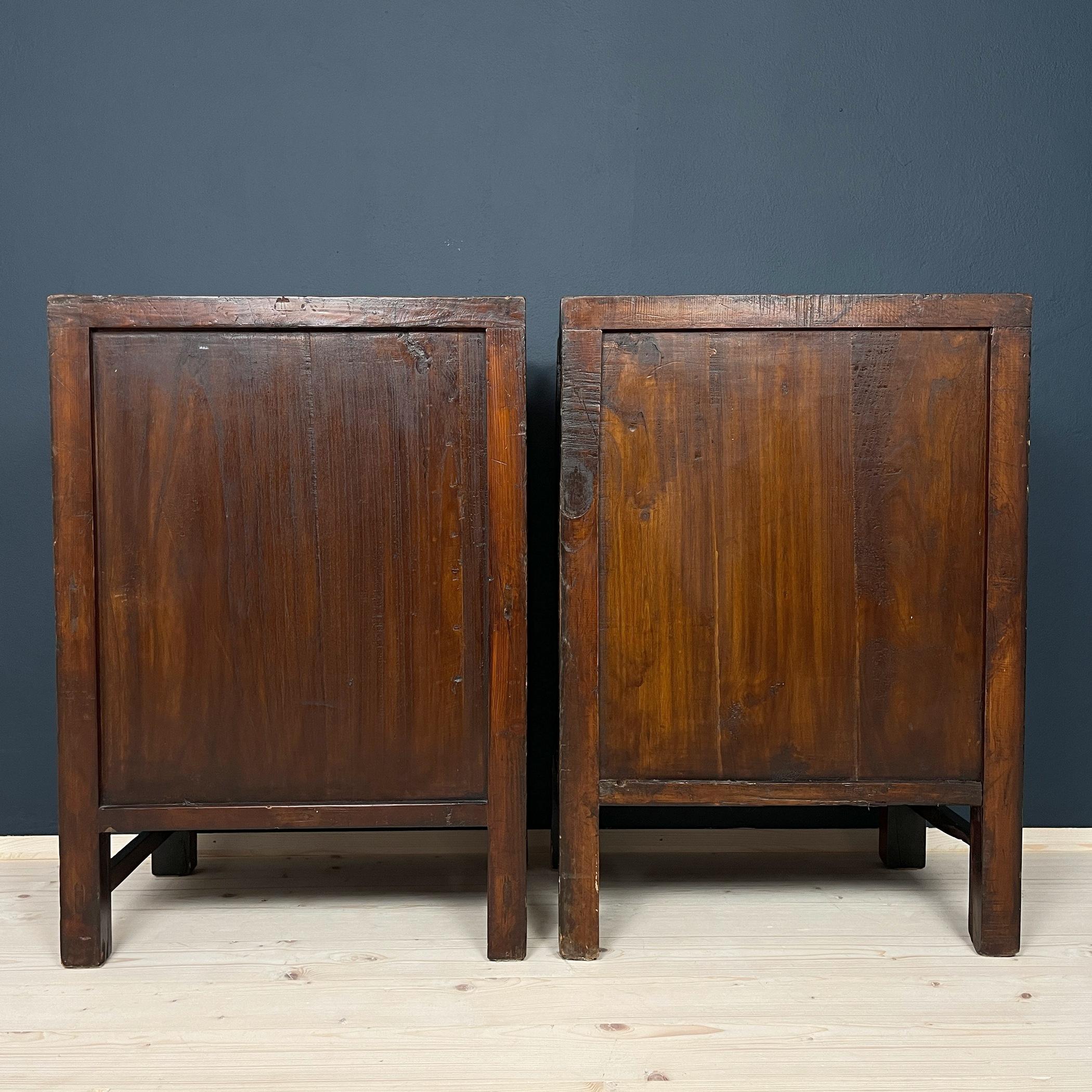 Wood Mid-Century Italian Bedside Tables style Chinoiserie 1950s Set of 2