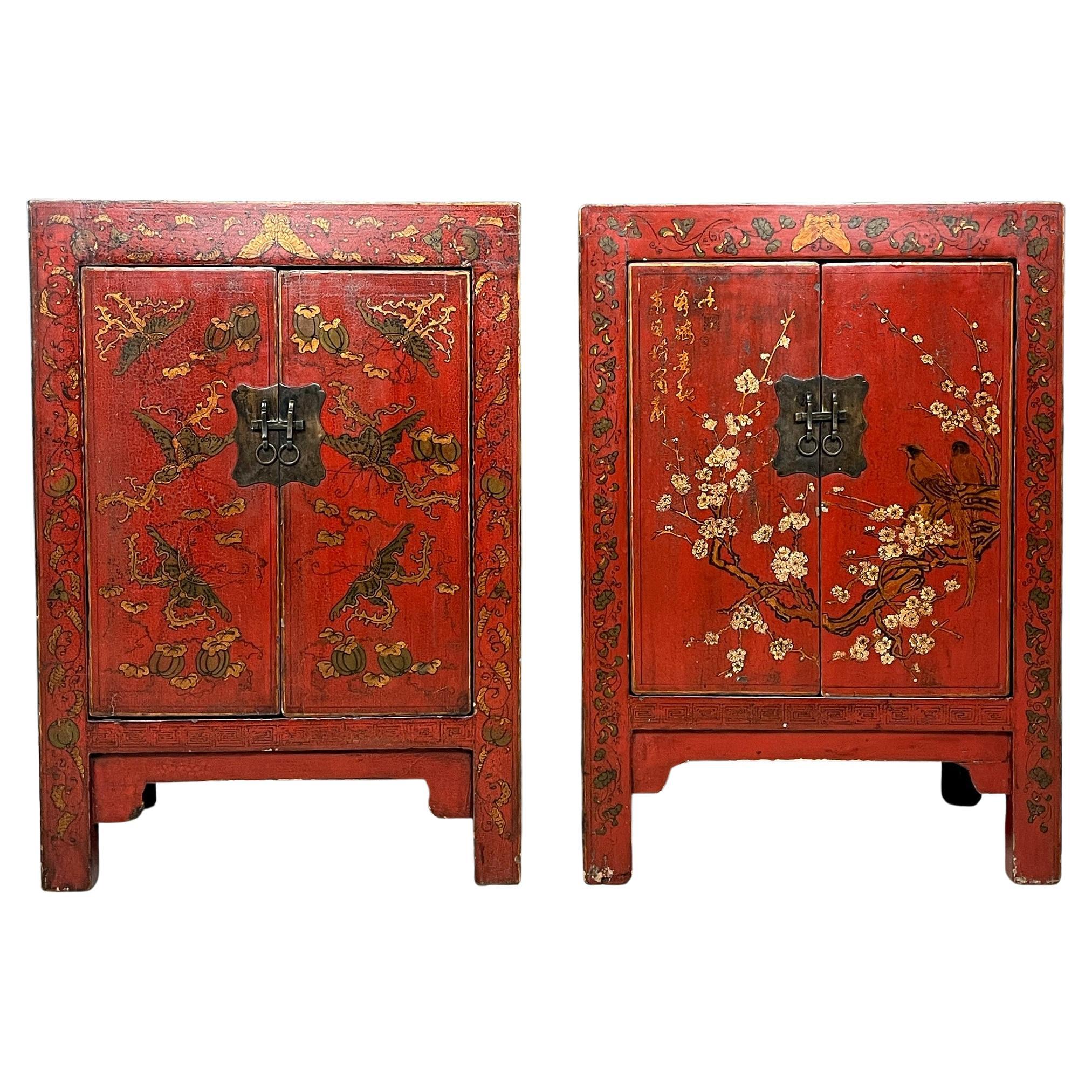 Mid-Century Italian Bedside Tables style Chinoiserie 1950s Set of 2