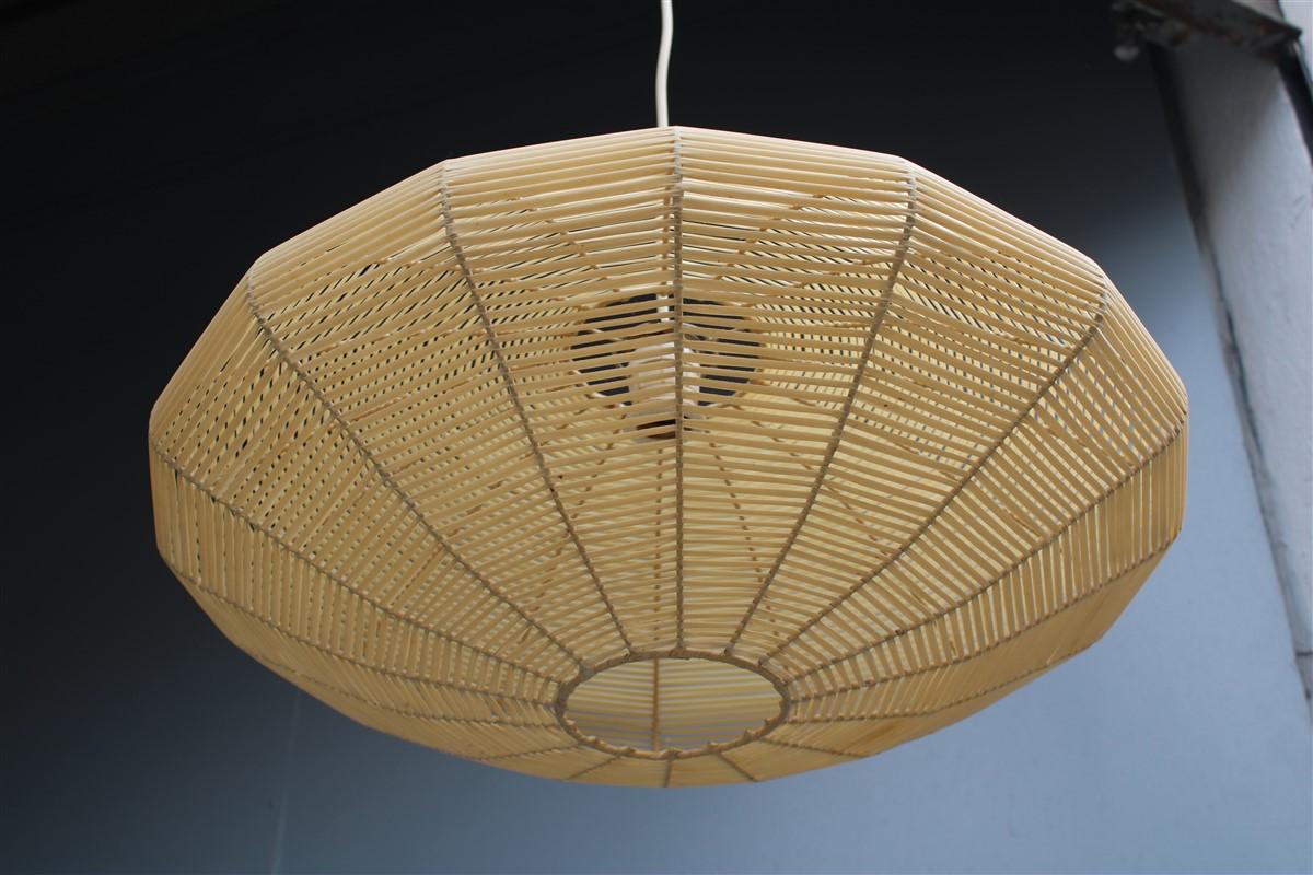 Midcentury Italian Beige Ufo Round Lamp Plastic and Metal, 1950s In Good Condition For Sale In Palermo, Sicily