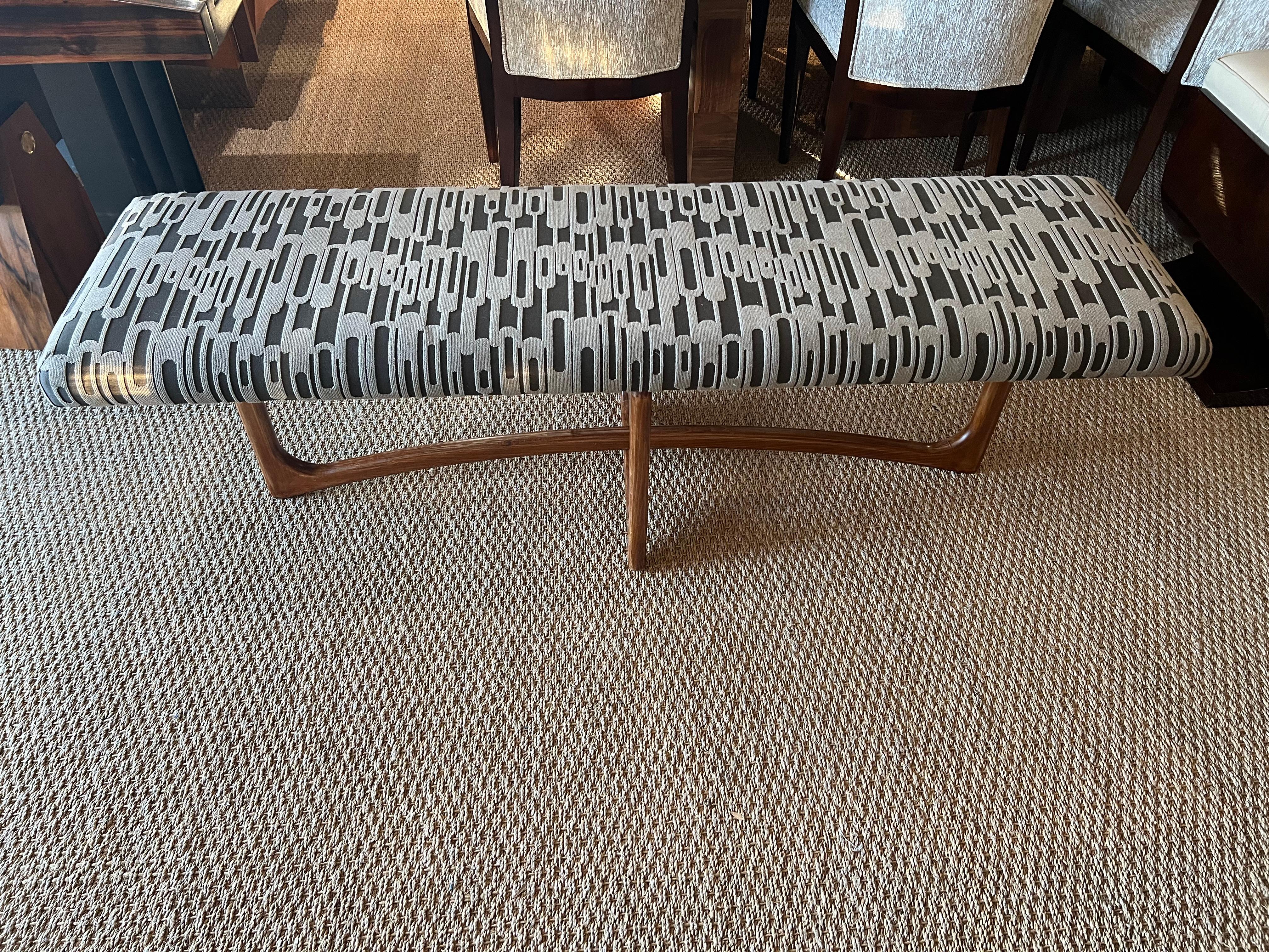 Fabric Mid-century Italian Bench in Beech Wood For Sale