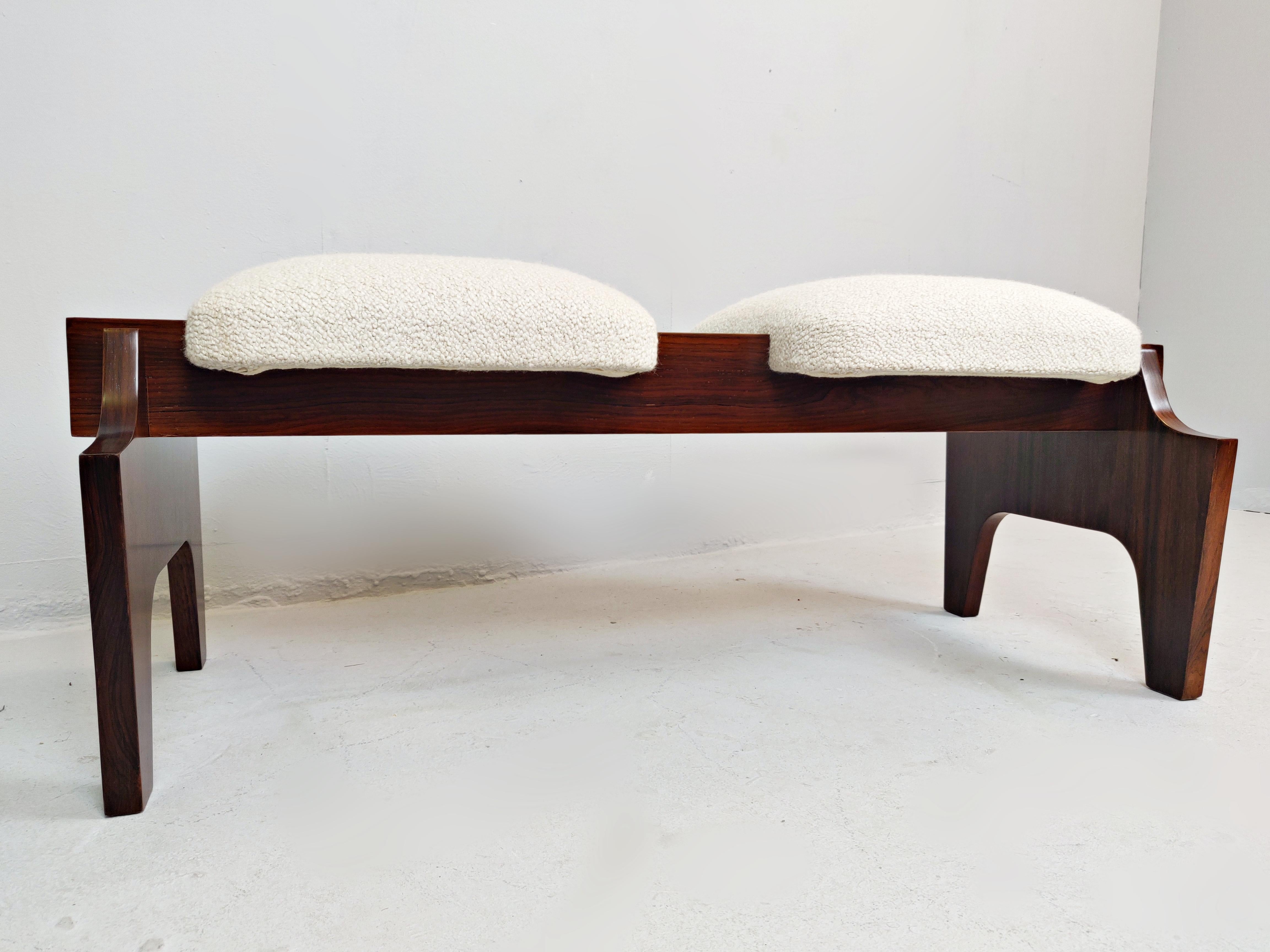 Midcentury Italian Bench, New Upholstery 4