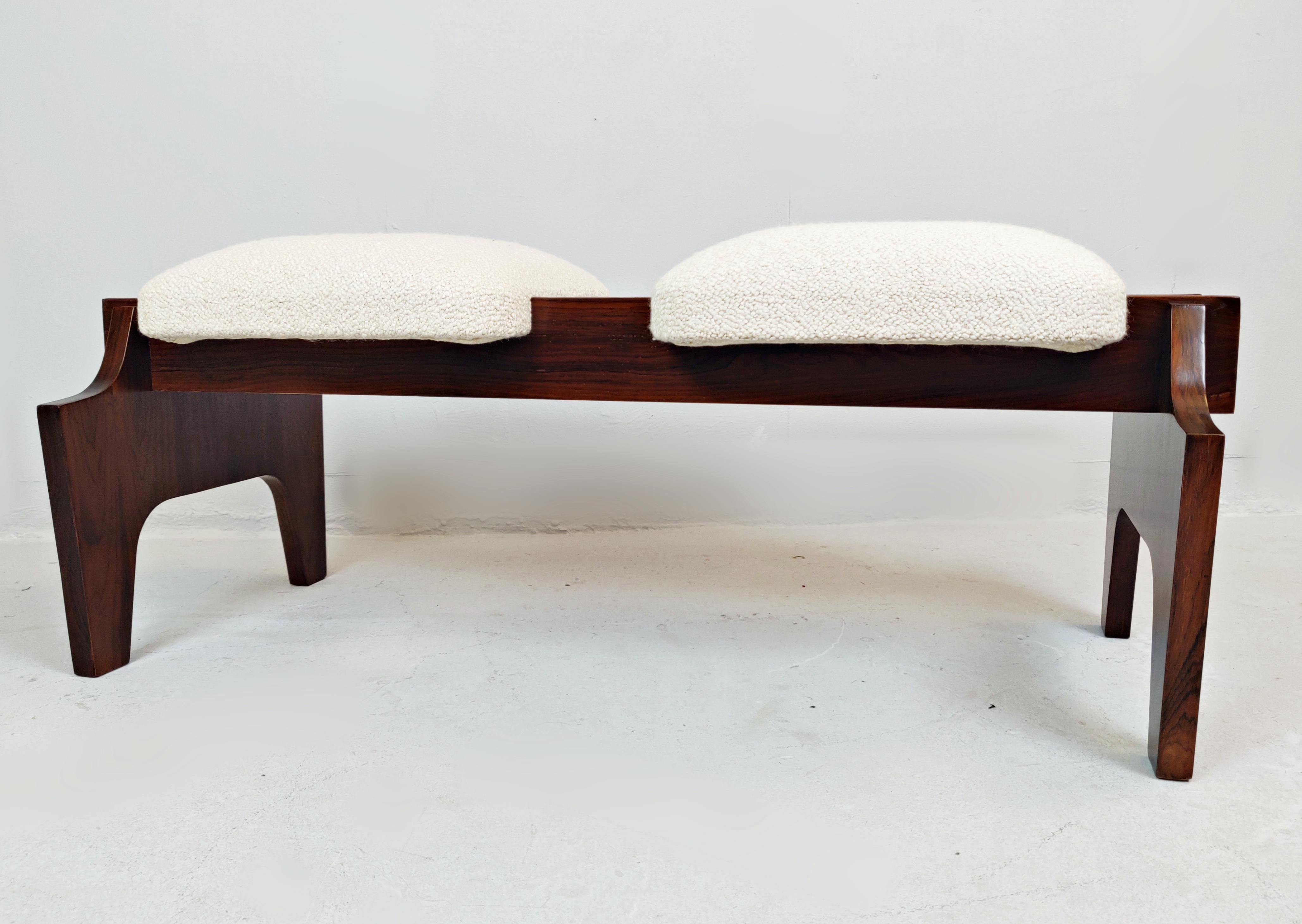 Midcentury Italian Bench, New Upholstery 2