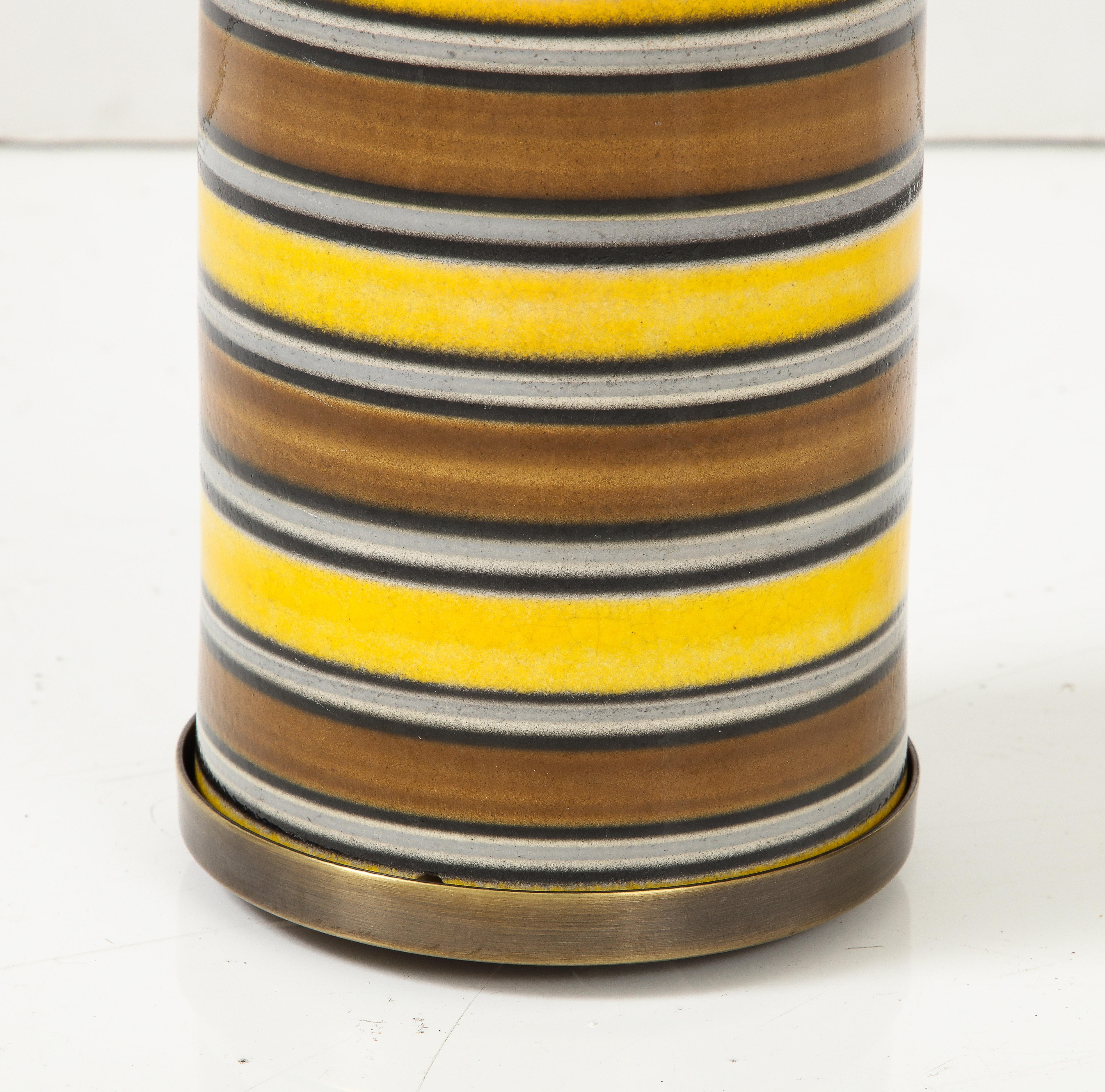 Midcentury Italian Bitossi, Raymor Striped Ceramic Lamp 5