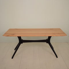 Midcentury Italian Black and Cherrywood Dining Table Style of Ico Parisi