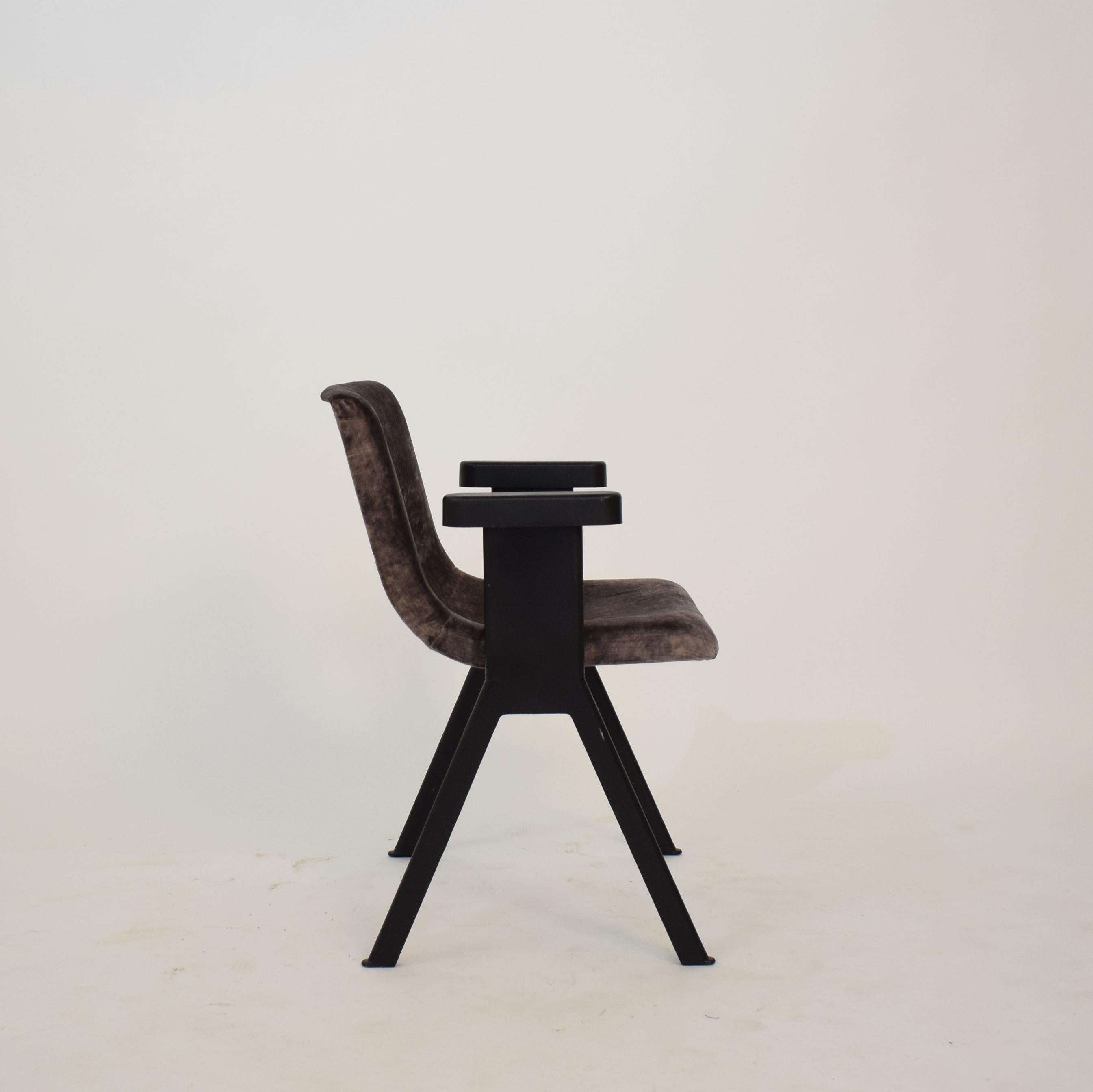 Mid-20th Century Midcentury Italian Black and Grey Velvet Armchair by Olivetti Synthesis, 1960s