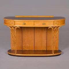 Consola Italiana de Mediados de Siglo en Rubio y Palisandro con Detalle Tallado