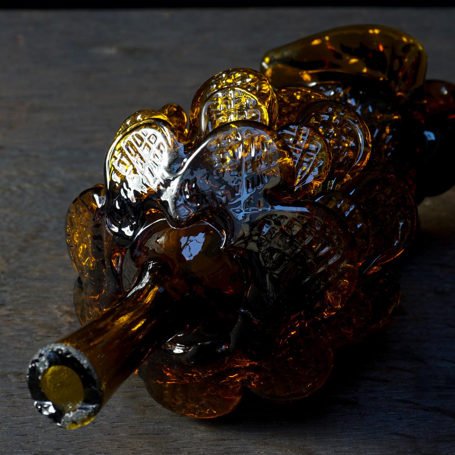 Mid-20th Century Midcentury Italian Blown Amber Glass Pinecone Carafe Decanter with Swan Stopper