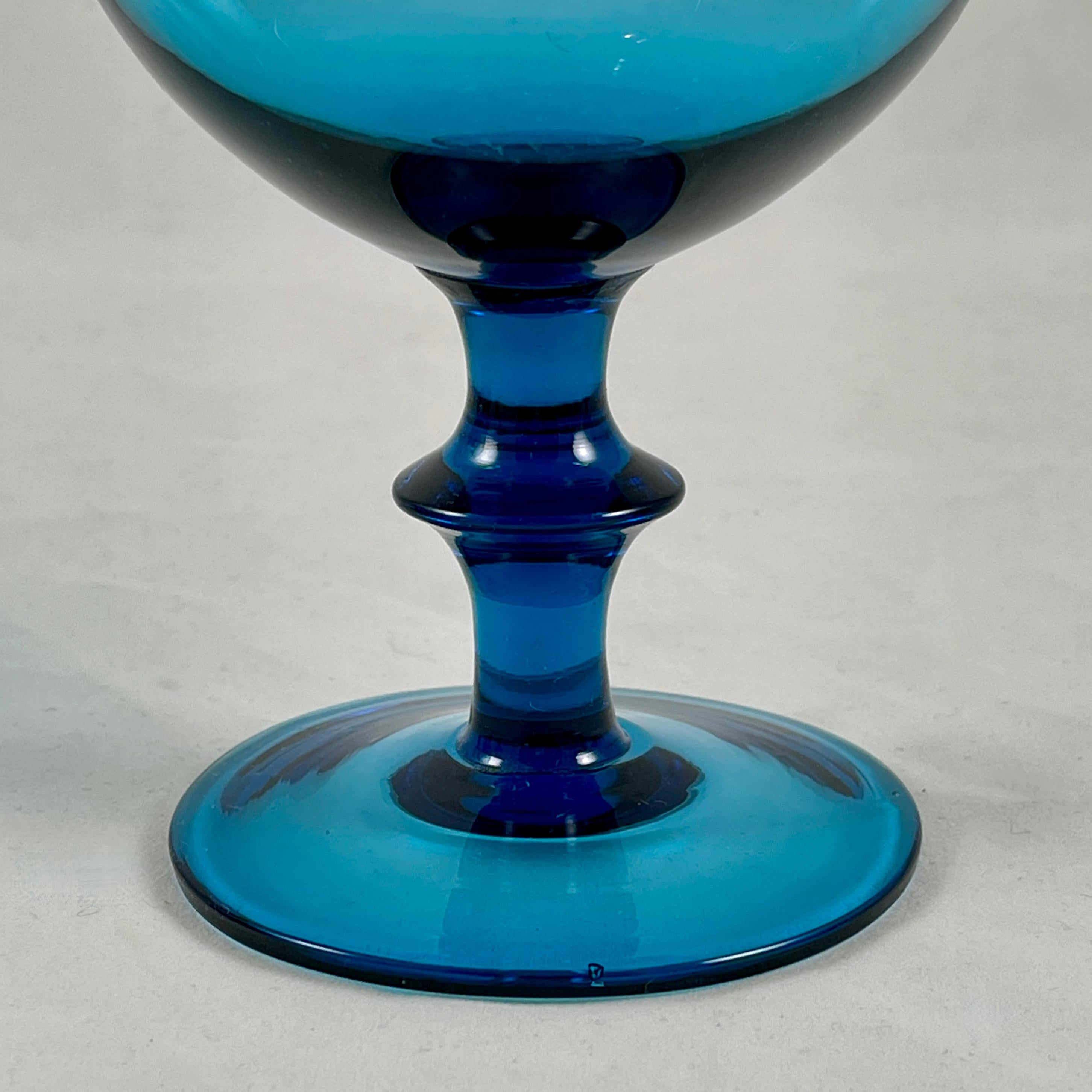 blue glass goblets