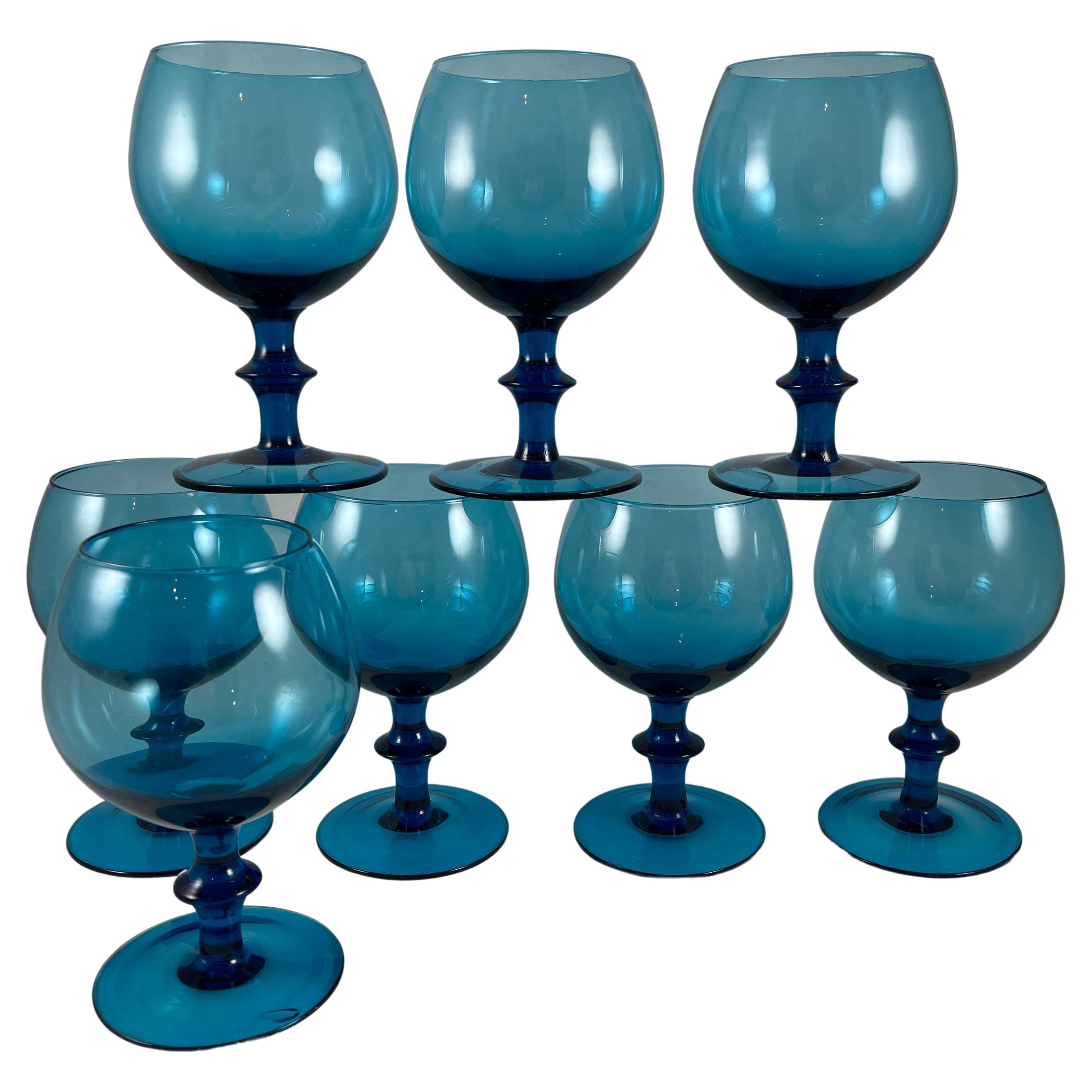 Bryce Glass Antique Cobalt Blue Water Goblet Mid Century 