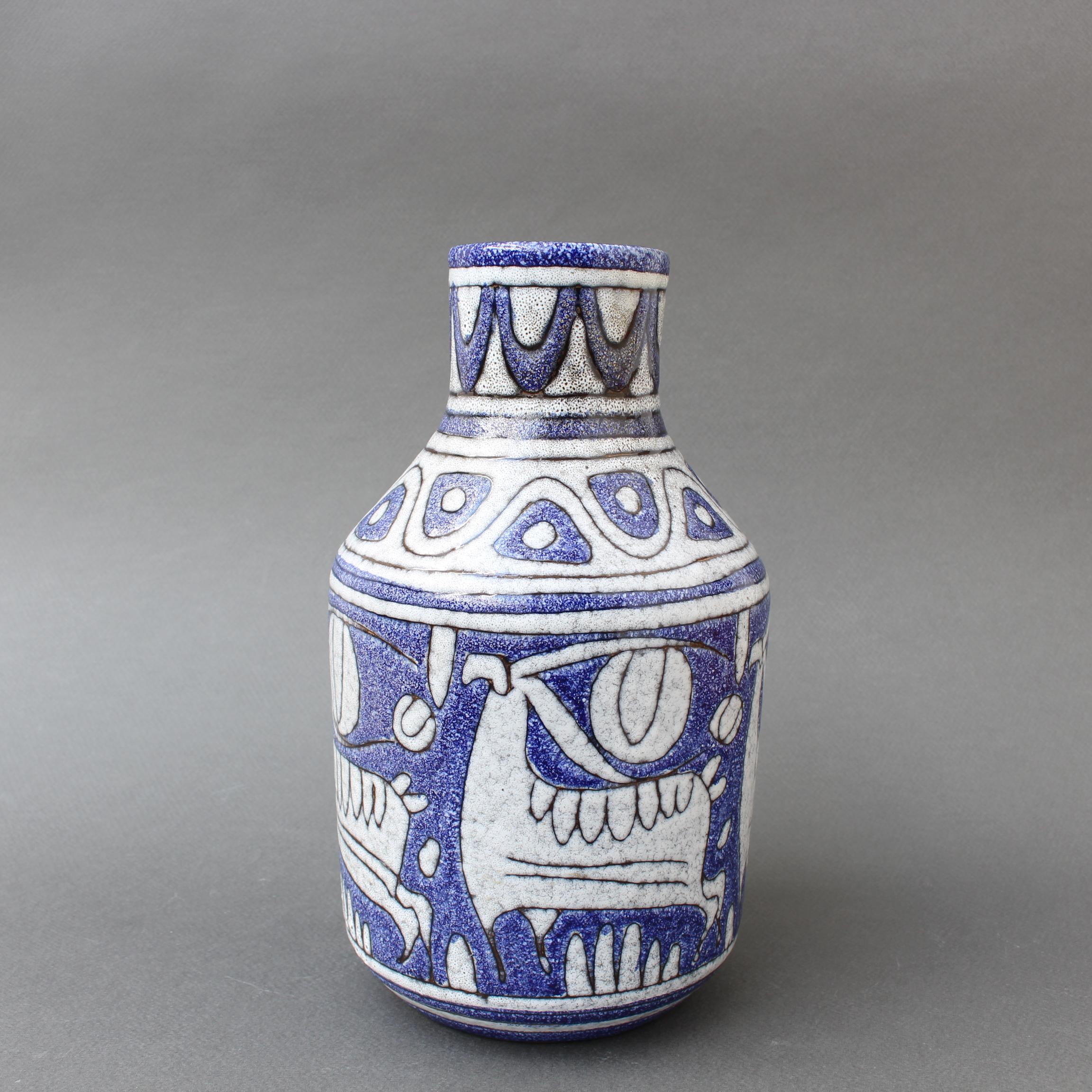 Mid-Century Italian Blue Ceramic Vase by Fratelli Fanciullacci, circa 1960s In Good Condition In London, GB