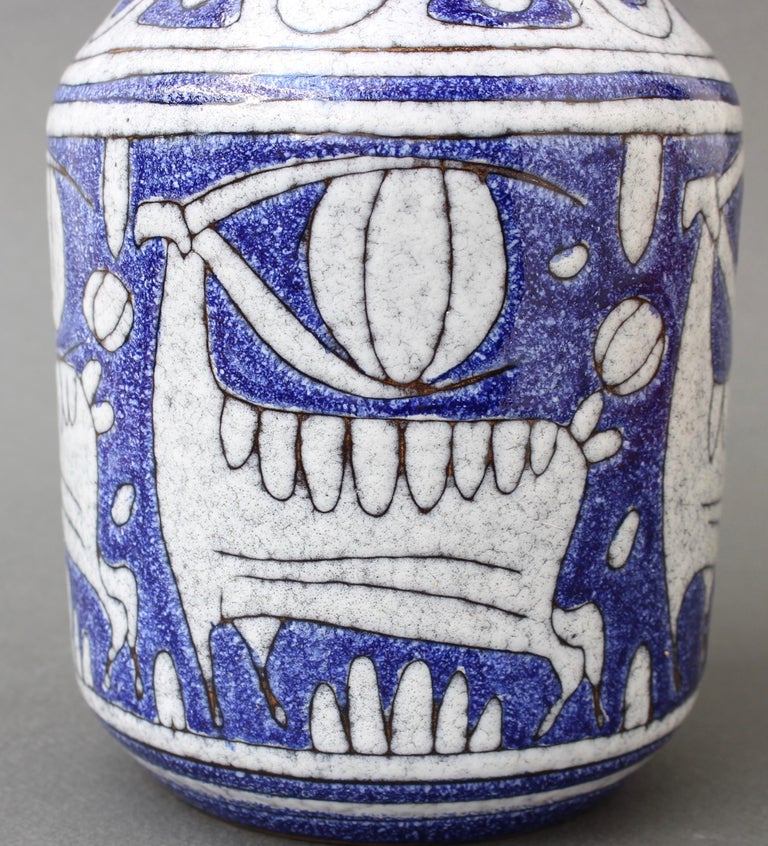 Mid-Century Italian Blue Ceramic Vase by Fratelli Fanciullacci, circa 1960s 4