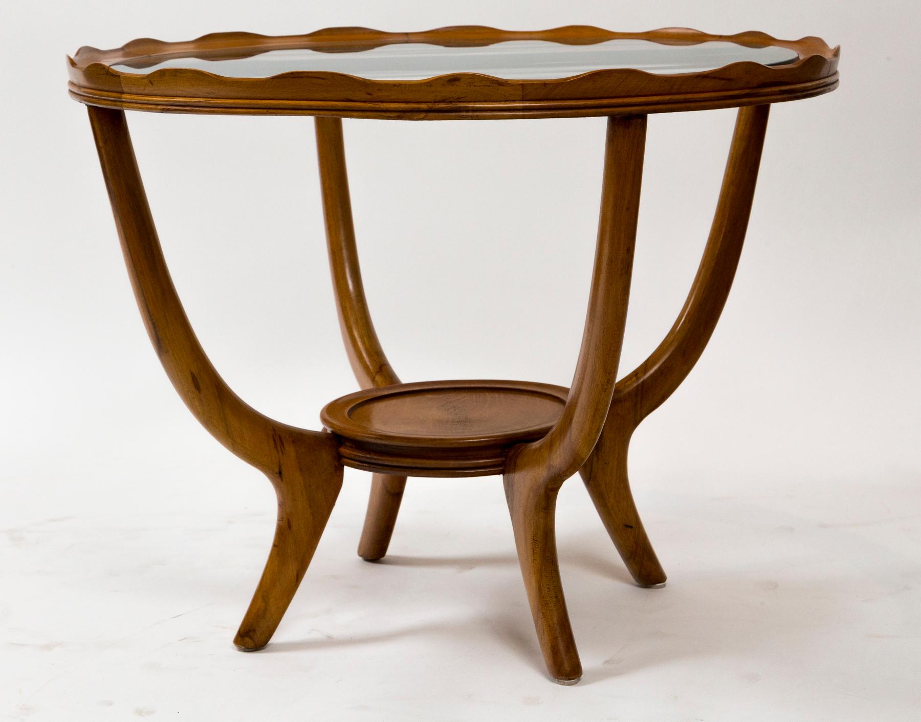 Midcentury Italian Borsani Style Round Side Table In Good Condition For Sale In Westport, CT