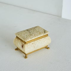 Mid Century Italian Box in Carved Alabaster and Brass 1950s