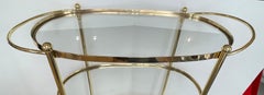 Mid Century Italian Brass 3 Tier Bar Cart, With Glass Shelves, 1970s