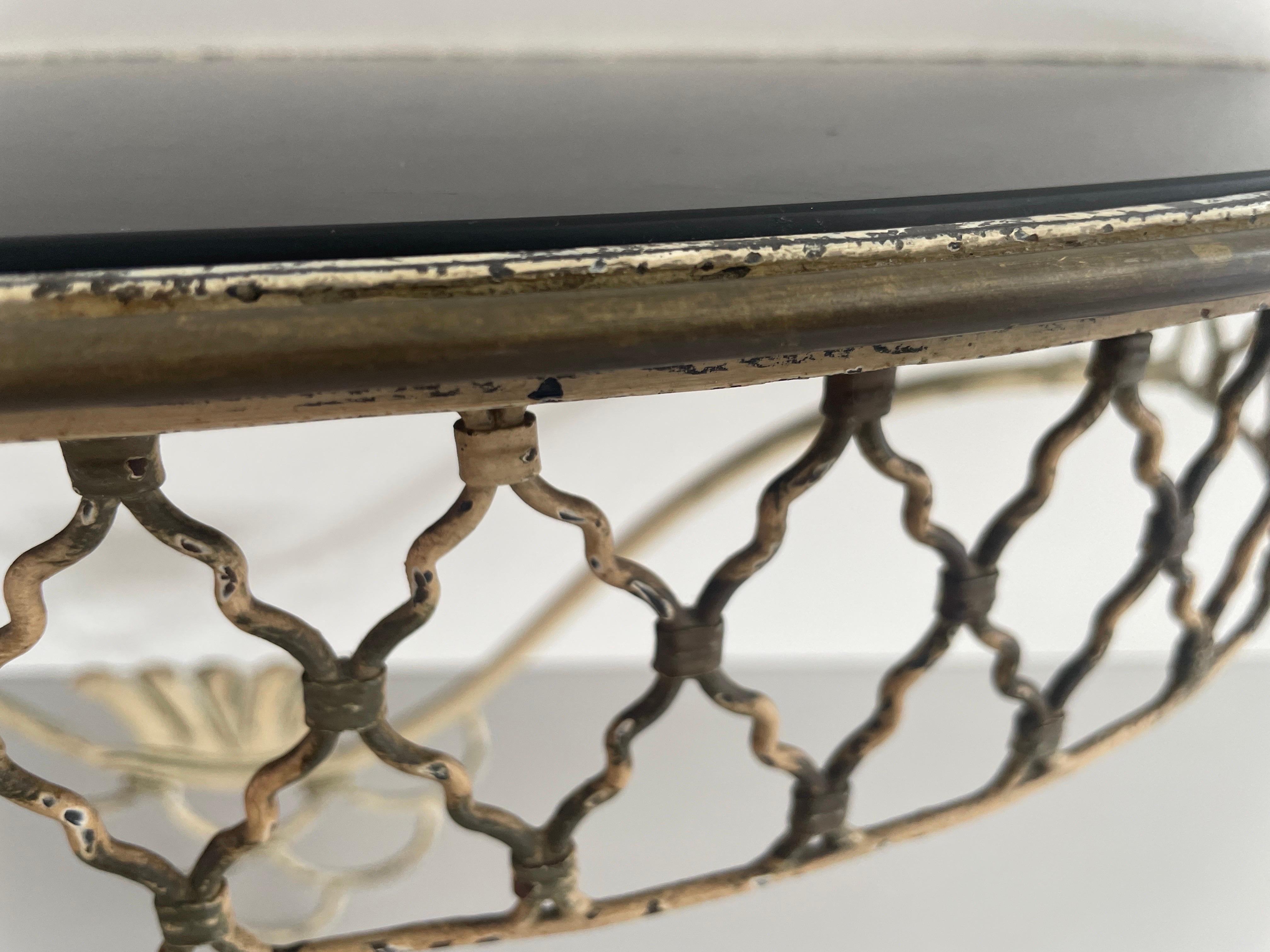 Consolle galleggiante con piano in ottone e ceramica della metà del secolo scorso, 1950, Italia in vendita 3