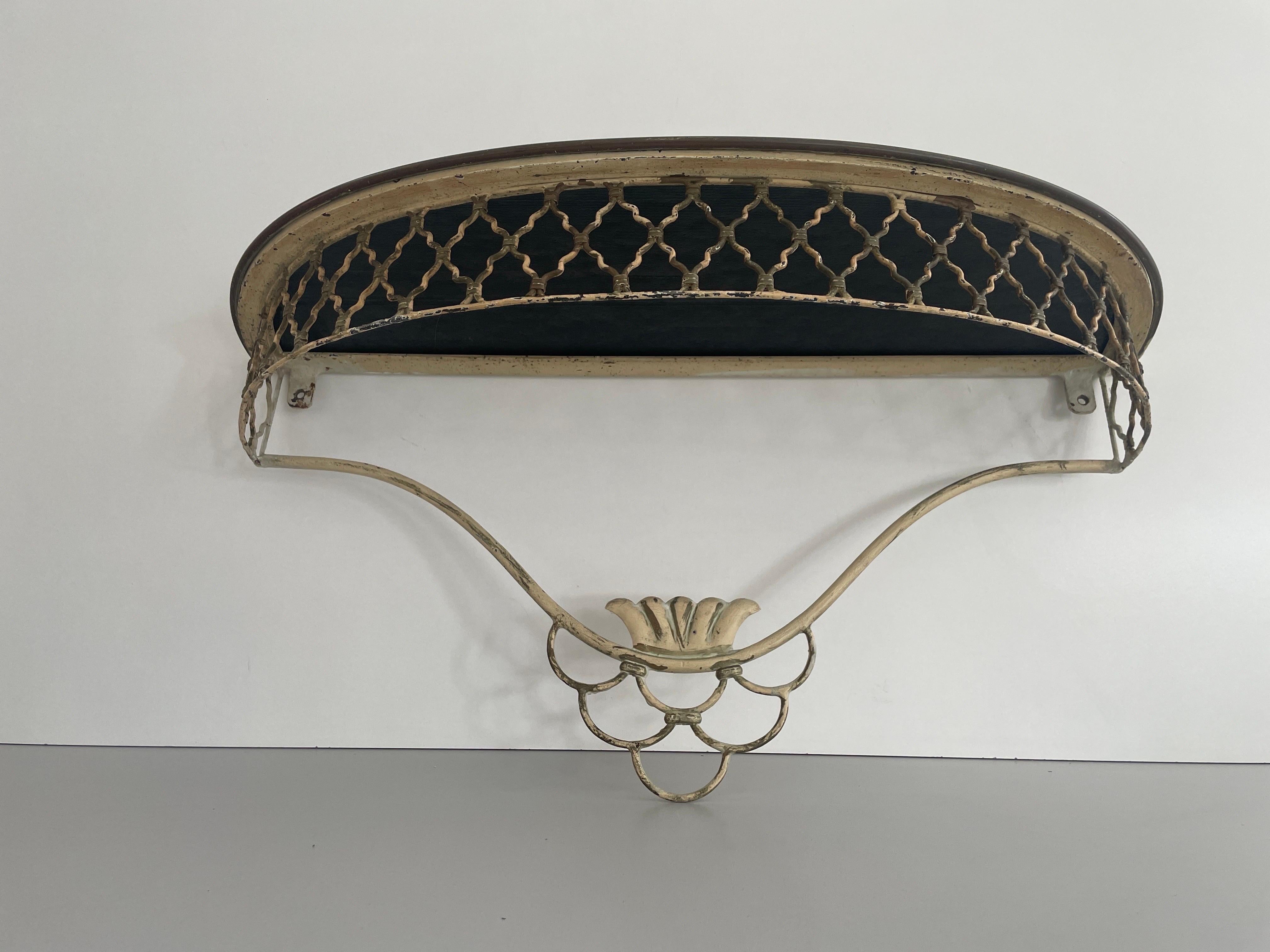 Metà XX secolo Consolle galleggiante con piano in ottone e ceramica della metà del secolo scorso, 1950, Italia in vendita