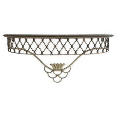 Mid-century Italian Brass and Ceramic Top Floating Console Table, 1950s, Italy