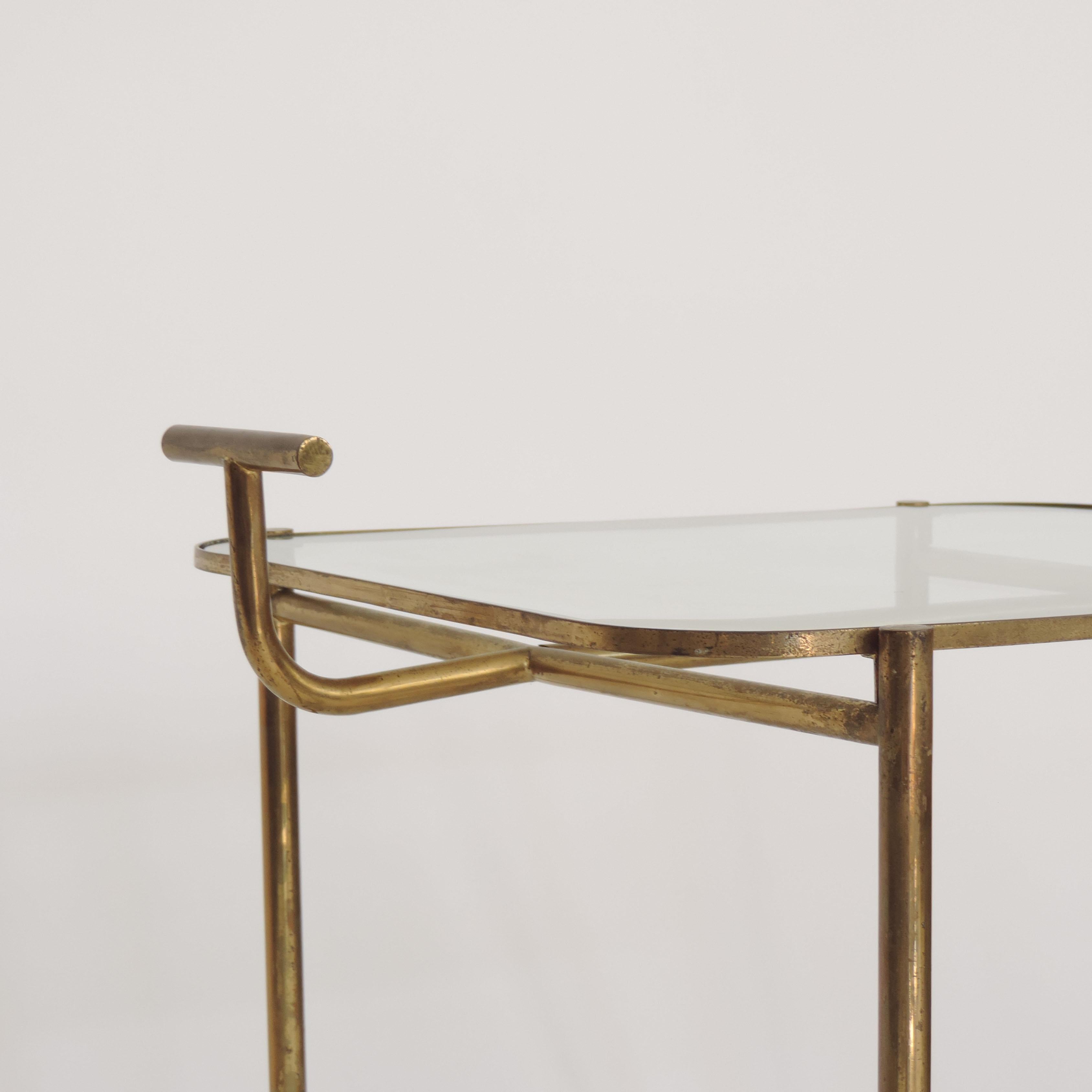 Mid-20th Century Midcentury Italian Brass and Glass Bar Cart For Sale