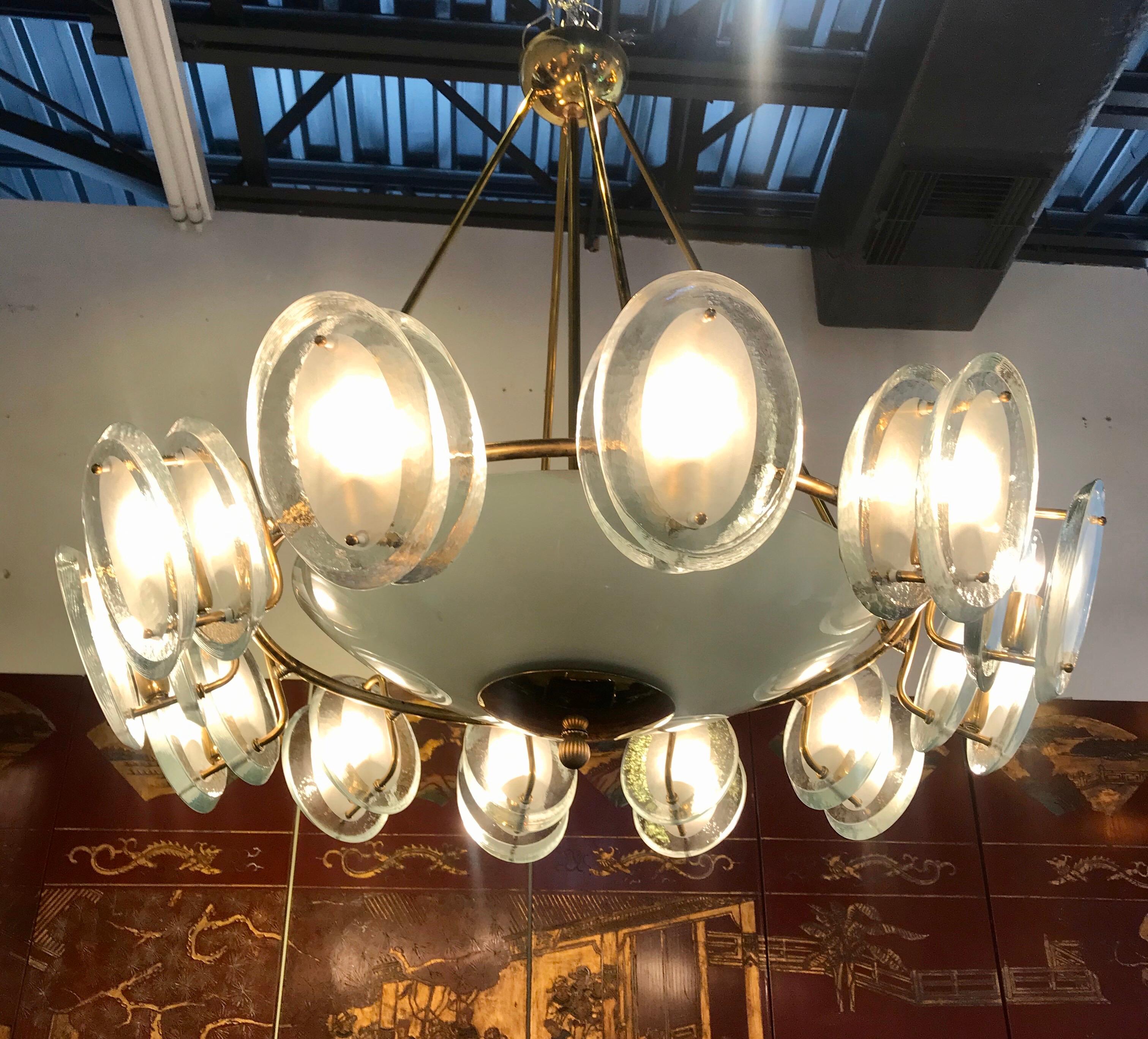 brass and glass chandelier