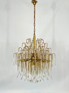 Mid-century, Italian brass and glass chandelier from 70s