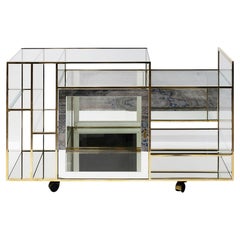 Mid-Century Italian Brass And Glass Console/Shelves/Cart