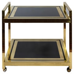 Mid-Century Italian Brass and Glass Serving Table by Liwan's, circa 1970
