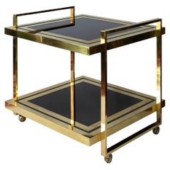 Mid-Century Italian Brass and Glass Serving Table by Liwan's, circa 1970