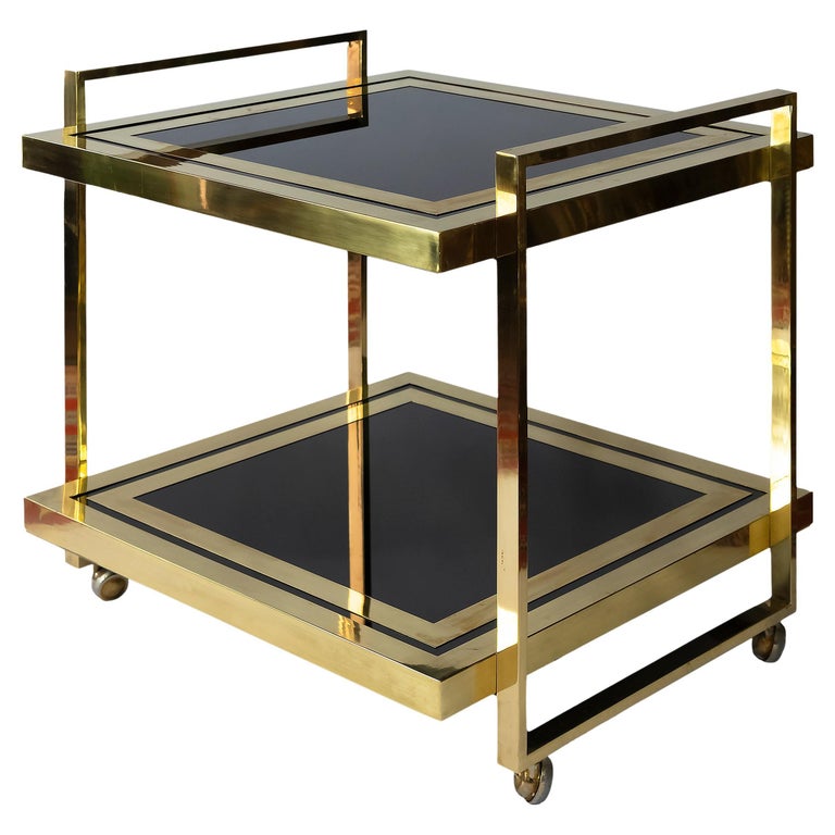 MidCentury Italian Brass and Glass Serving Table by Liwan's, circa
