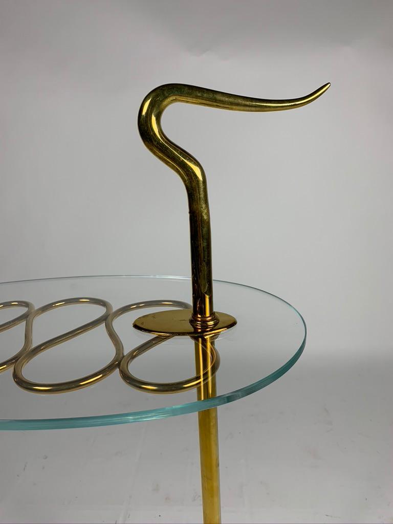 Midcentury Italian Brass and Glass Serving Table 1