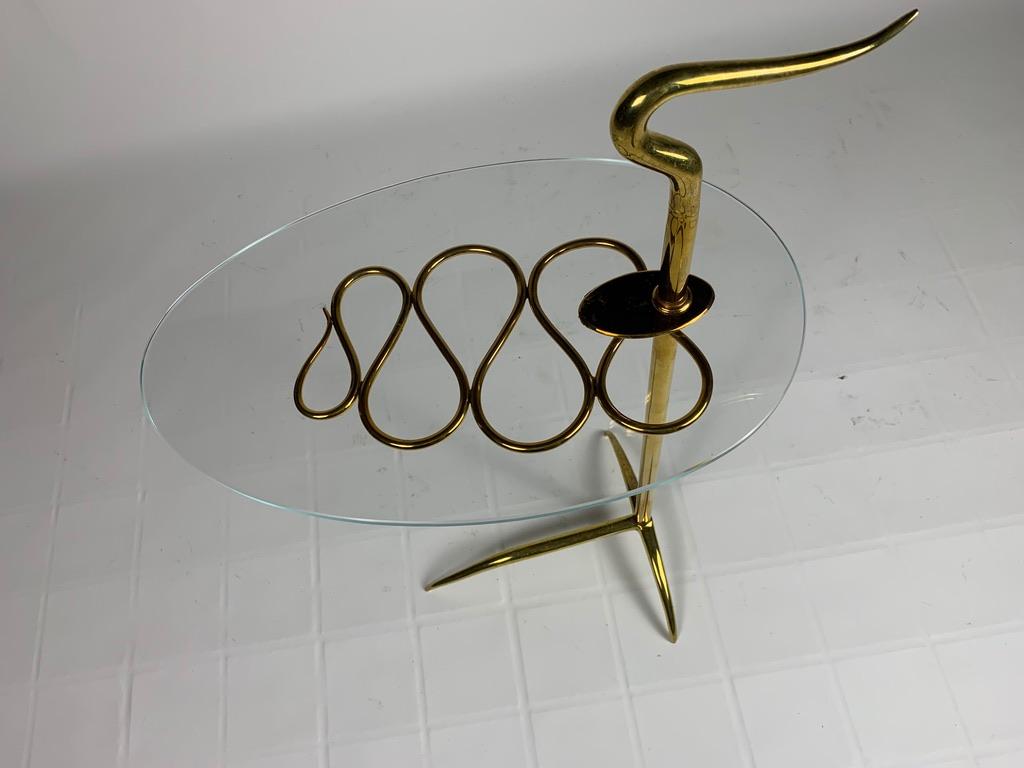 Midcentury Italian Brass and Glass Serving Table 3